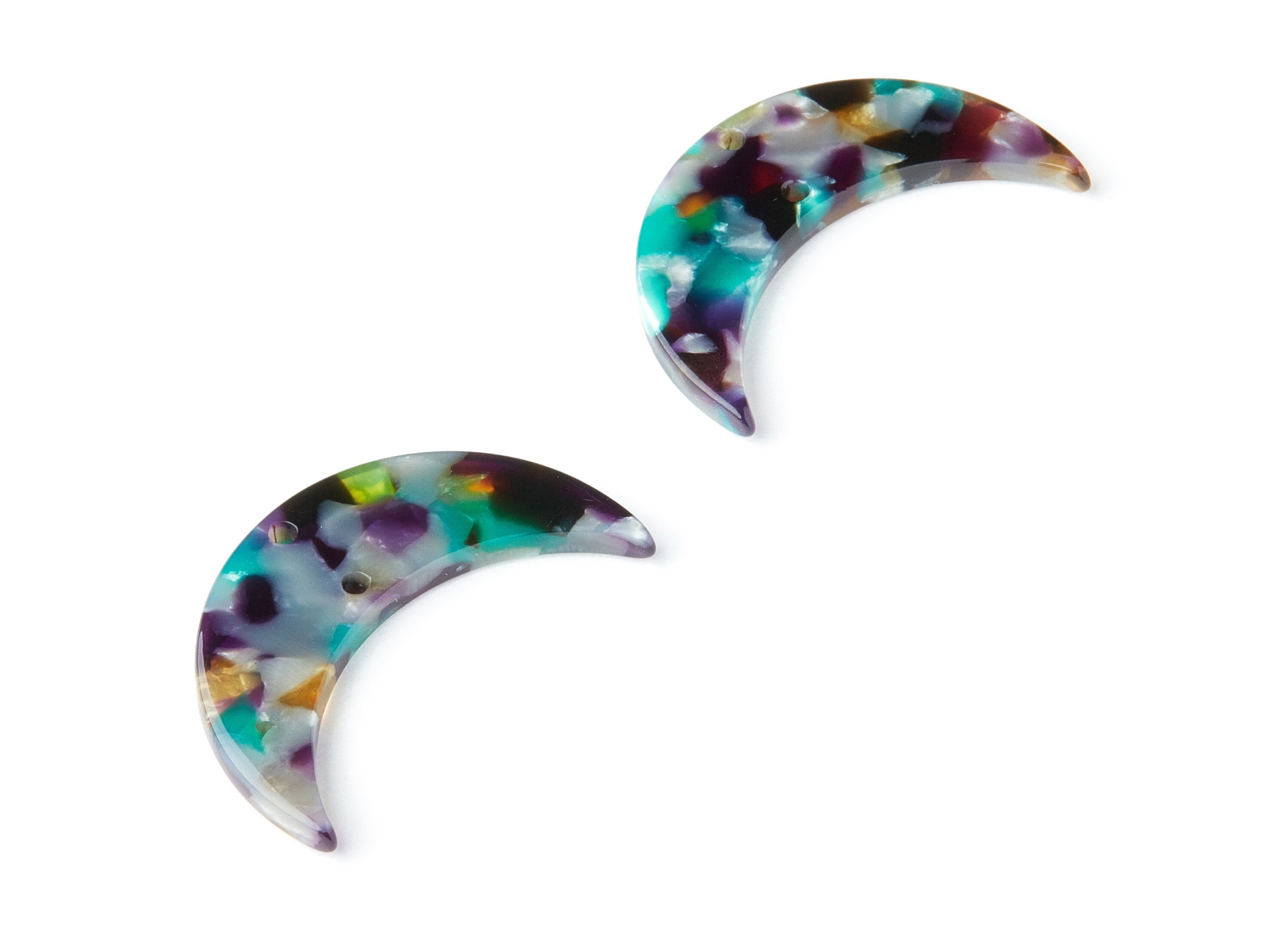 Acetate Moon Earring Charms - Moon Pendant With 2 Holes - Earring Findings - Jewelry Supplies - Color Code: A50 - 34.7x21.66x2.9mm - AC1366V - DOMEDBAZAAR