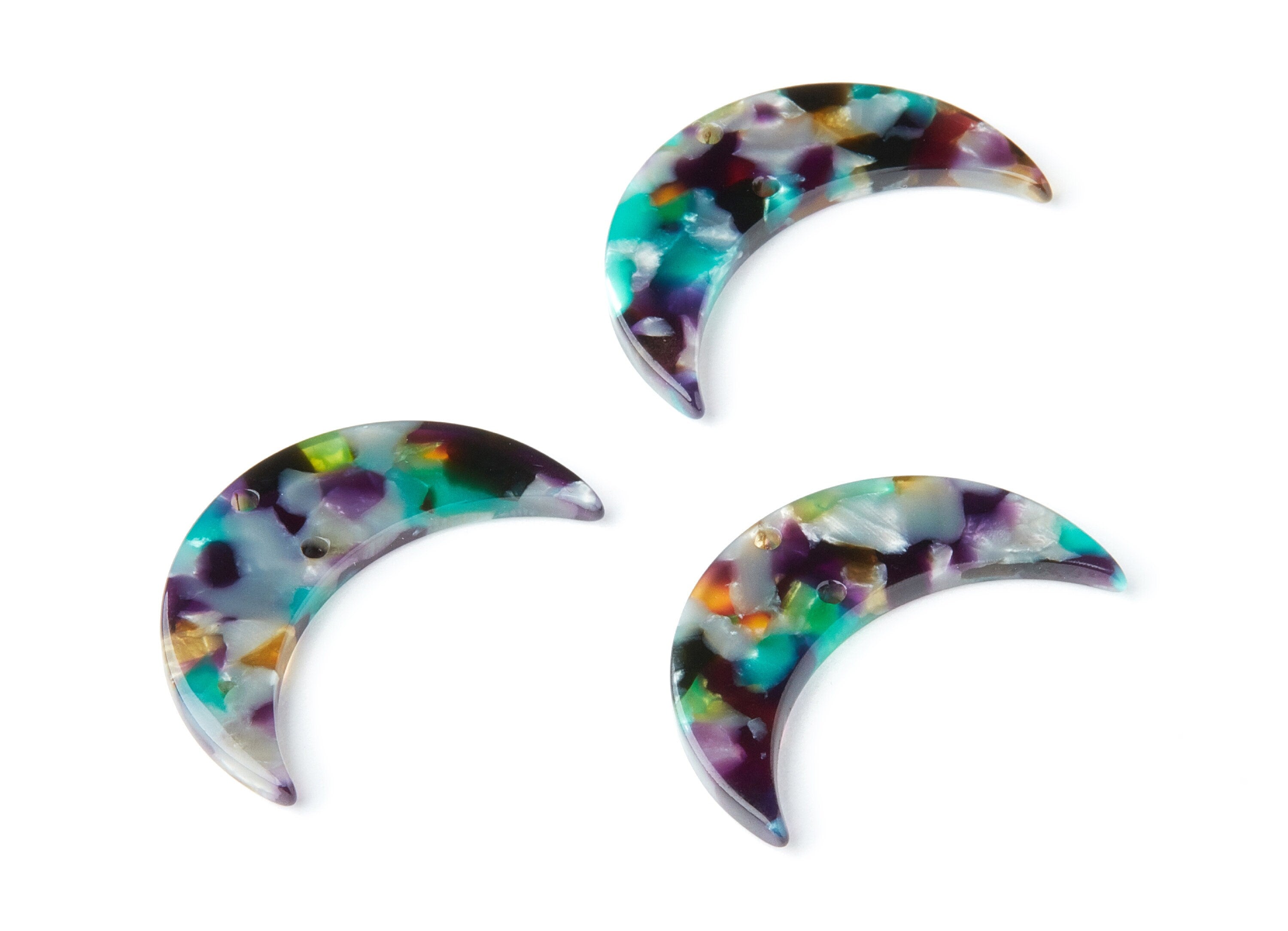 Acetate Moon Earring Charms - Moon Pendant With 2 Holes - Earring Findings - Jewelry Supplies - Color Code: A50 - 34.7x21.66x2.9mm - AC1366V - DOMEDBAZAAR