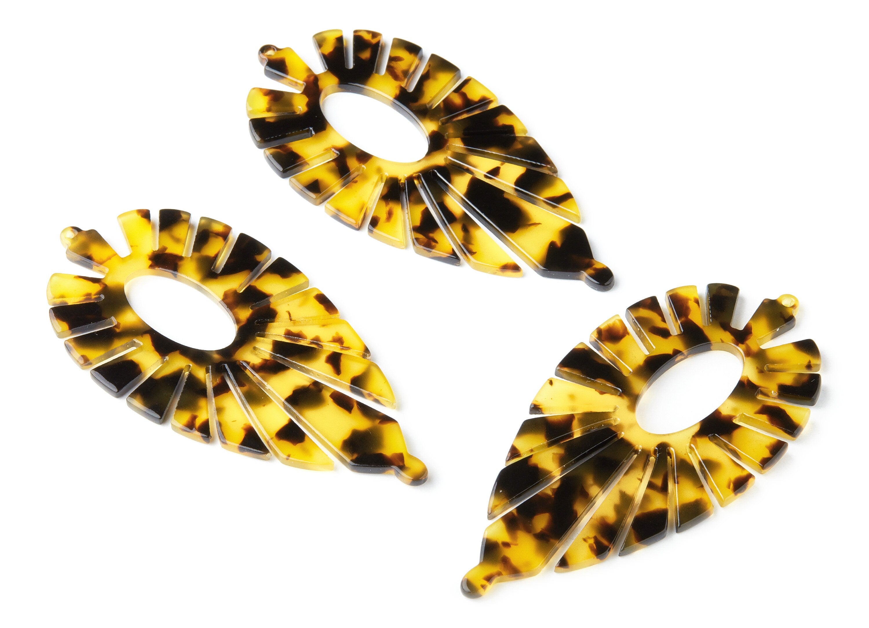 Acetate Acrylic Earring Charms - Tortoise Shell Earrings - Leaf Pendant - Jewelry Supplies - Color Code: A02 - 77.42x37.25x2.61mm - AC1395C - DOMEDBAZAAR