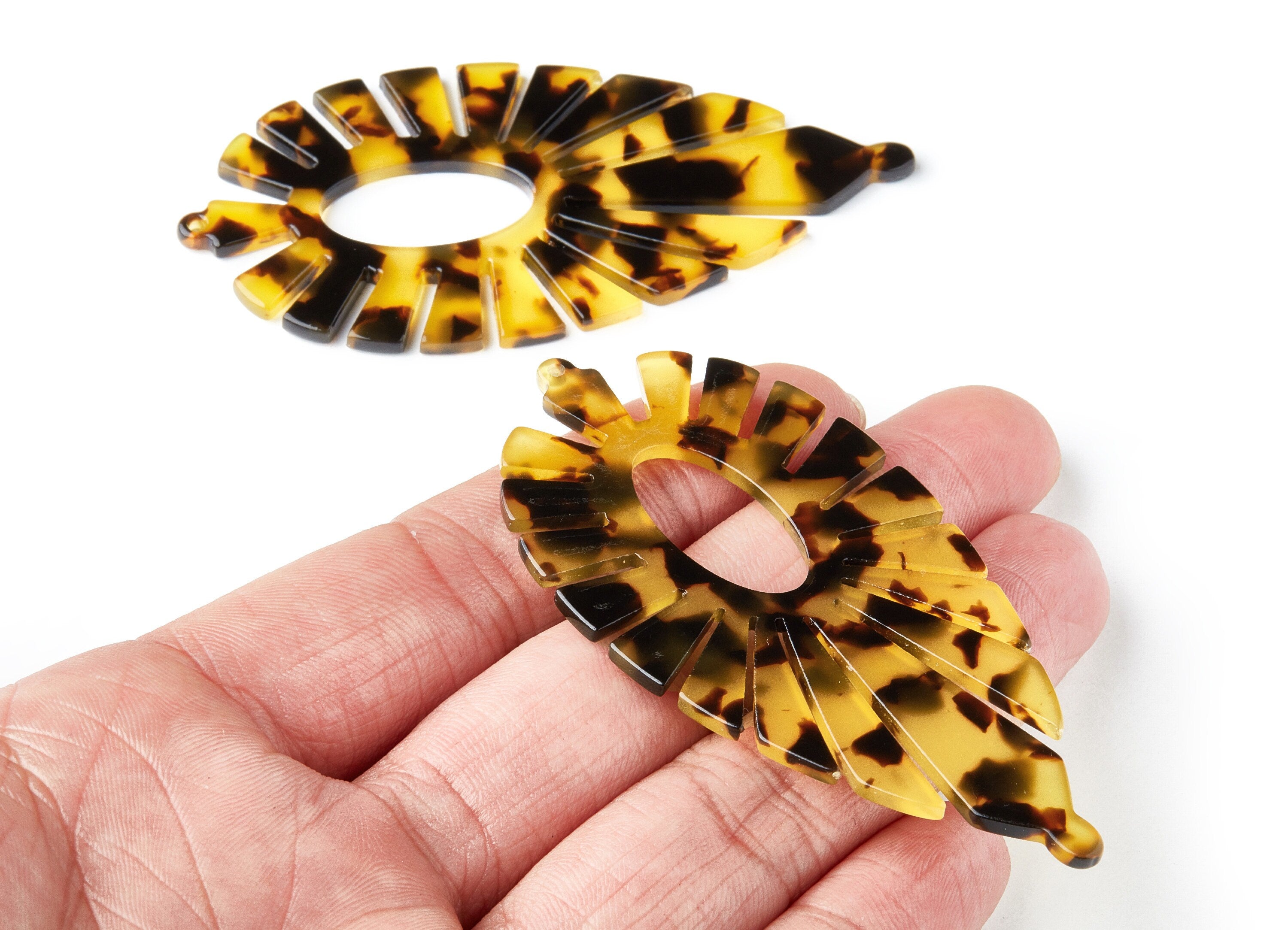 Acetate Acrylic Earring Charms - Tortoise Shell Earrings - Leaf Pendant - Jewelry Supplies - Color Code: A02 - 77.42x37.25x2.61mm - AC1395C - DOMEDBAZAAR