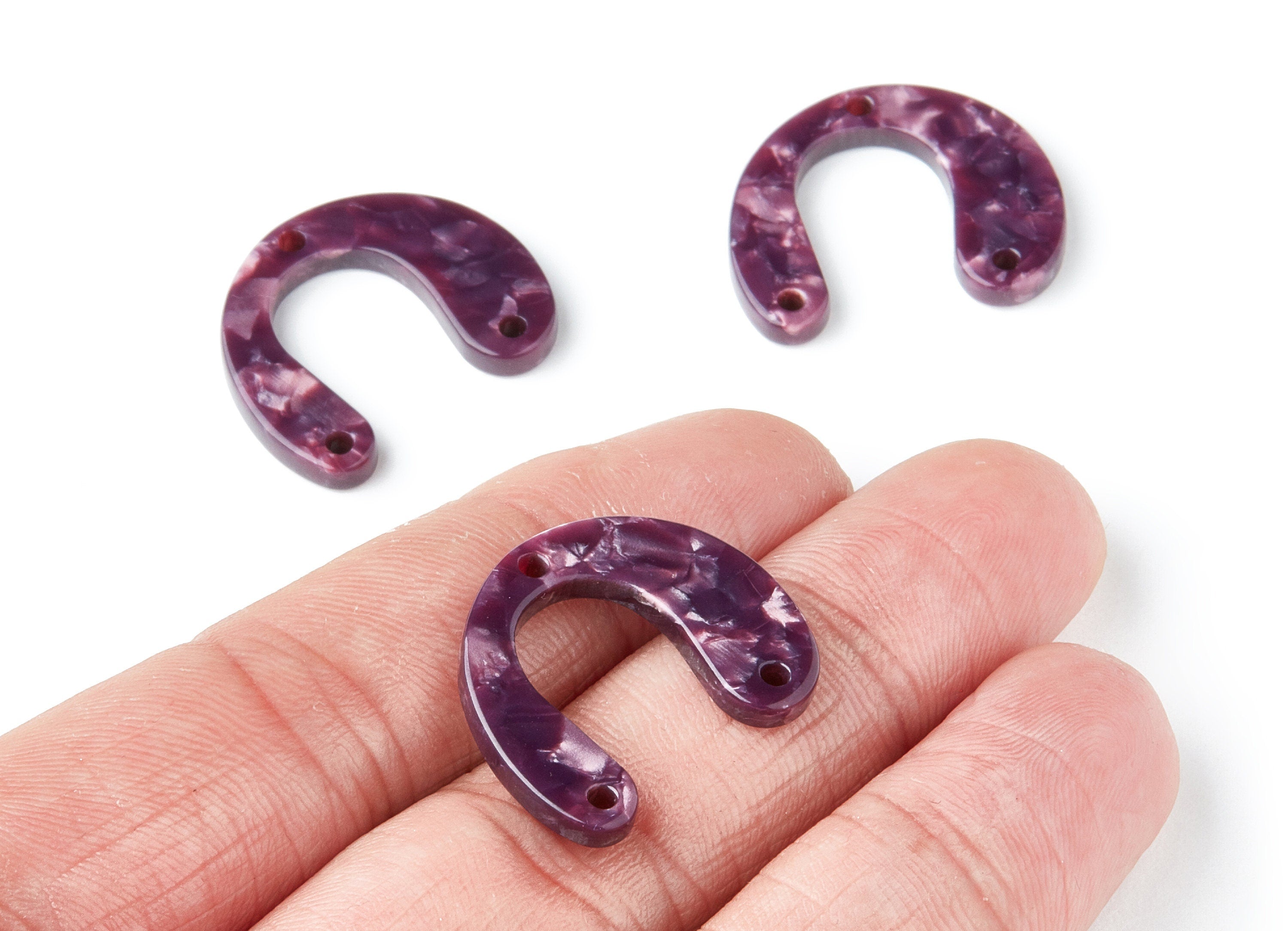 Acetate U Earring Charms - U Pendant With 3 Holes - Earring Findings - Jewelry Supplies - Color Code: A41 - 24.2x20.8x2.84mm - AC1379A - DOMEDBAZAAR