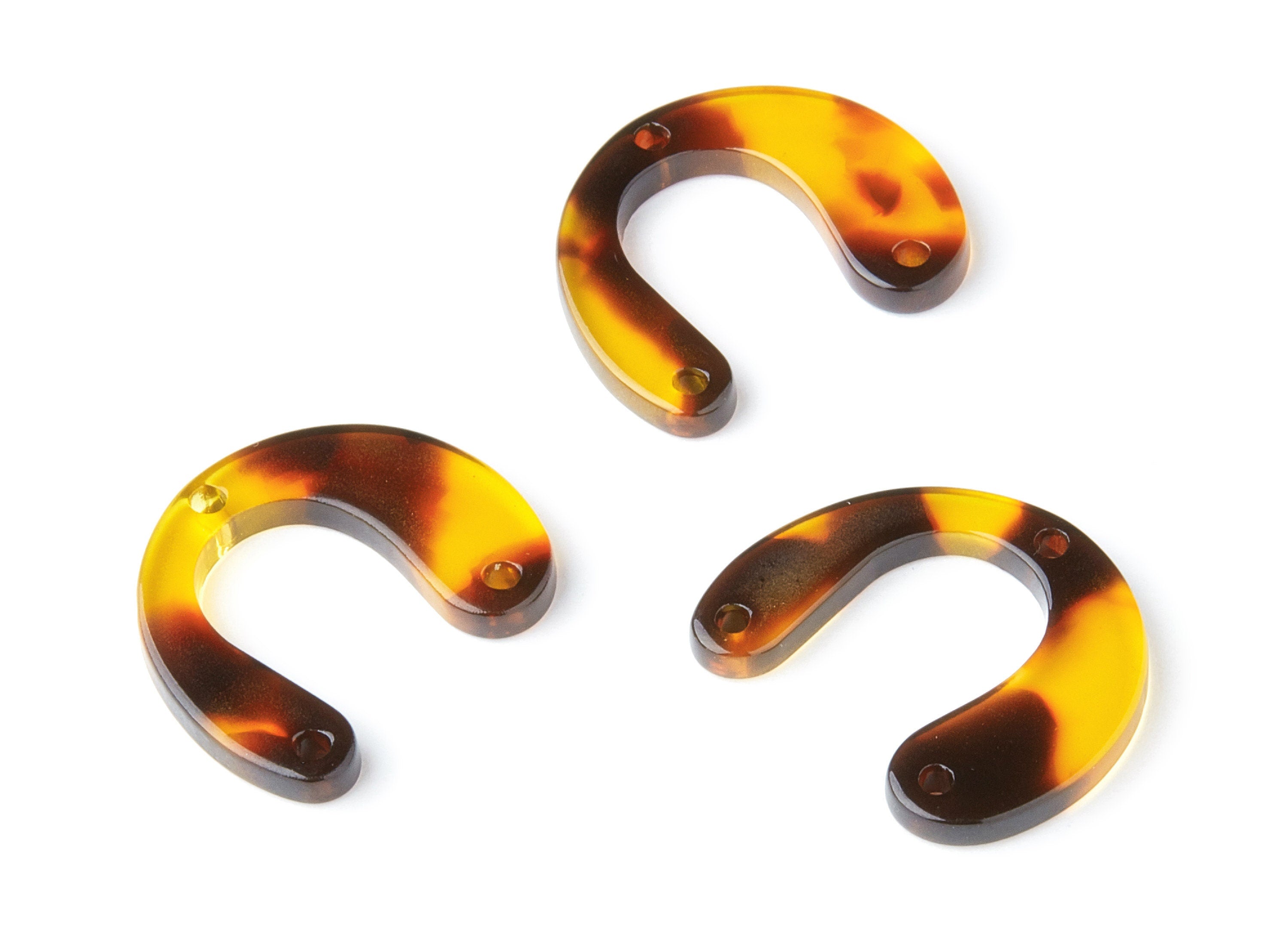 Acetate Acrylic Charms - 3 Holes - Tortoise Shell Earrings - U Pendant - Jewelry Supplies - Color Code: A05 - 24.2x20.8x2.84mm - AC1379B - DOMEDBAZAAR