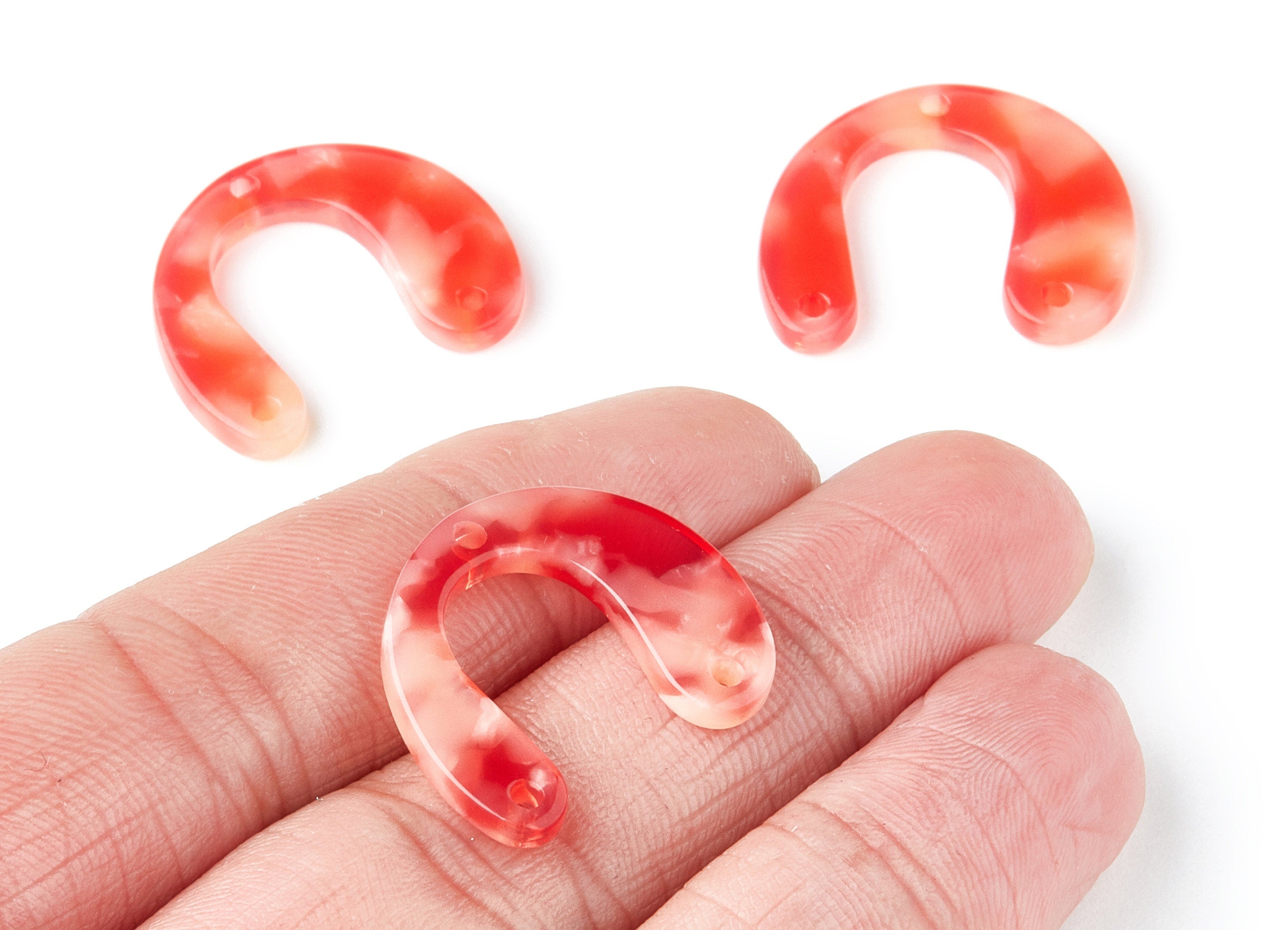 Acetate U Earring Charms - U Pendant With 3 Holes - Earring Findings - Jewelry Supplies - Color Code: A34 - 24.2x20.8x2.84mm - AC1379C - DOMEDBAZAAR