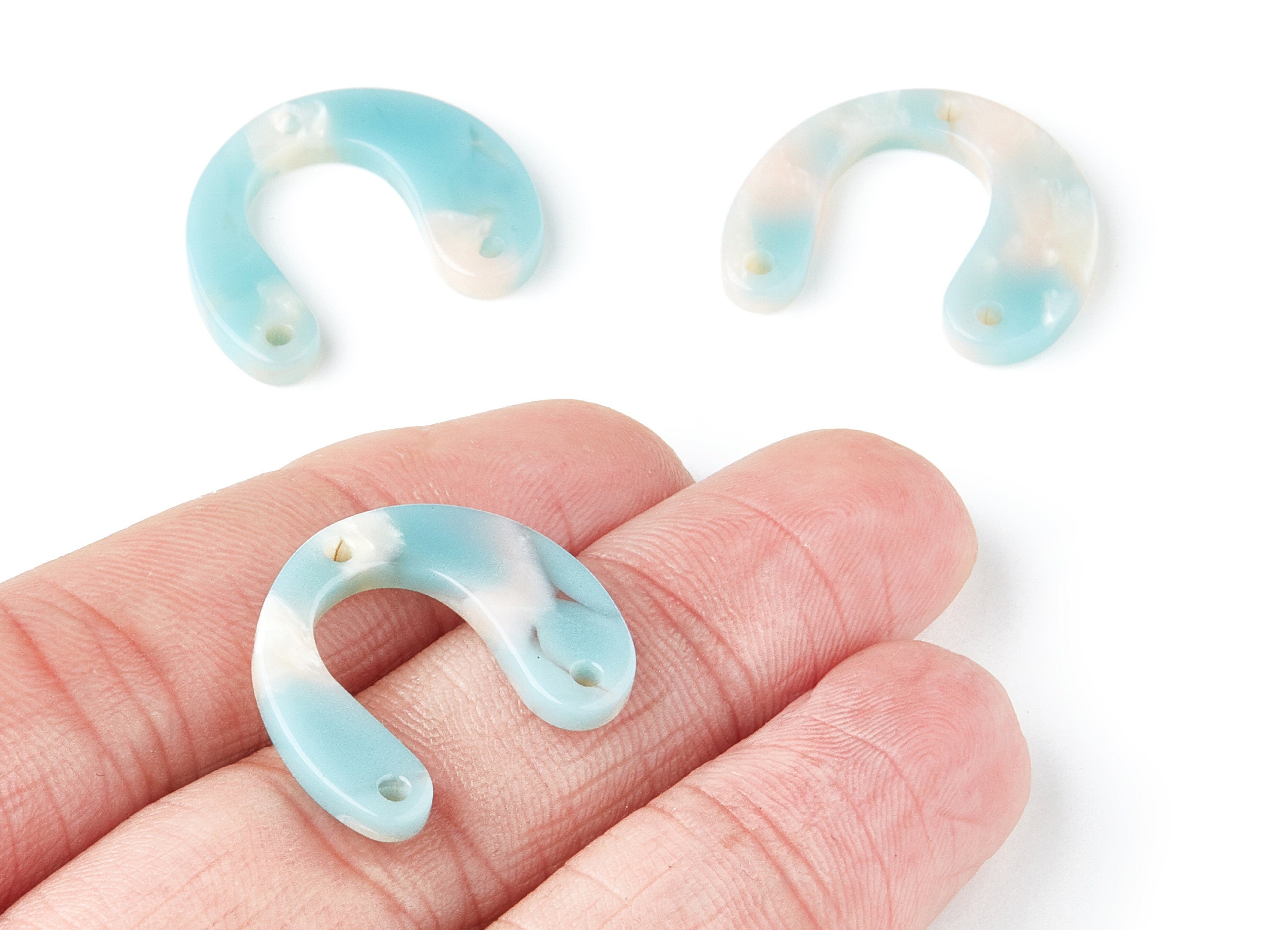 Acetate U Earring Charms - U Shaped Pendant - 3 Holes - Earring Findings - Jewelry Supplies - Color Code: A36 - 24.2x20.8x2.84mm - AC1379D - DOMEDBAZAAR