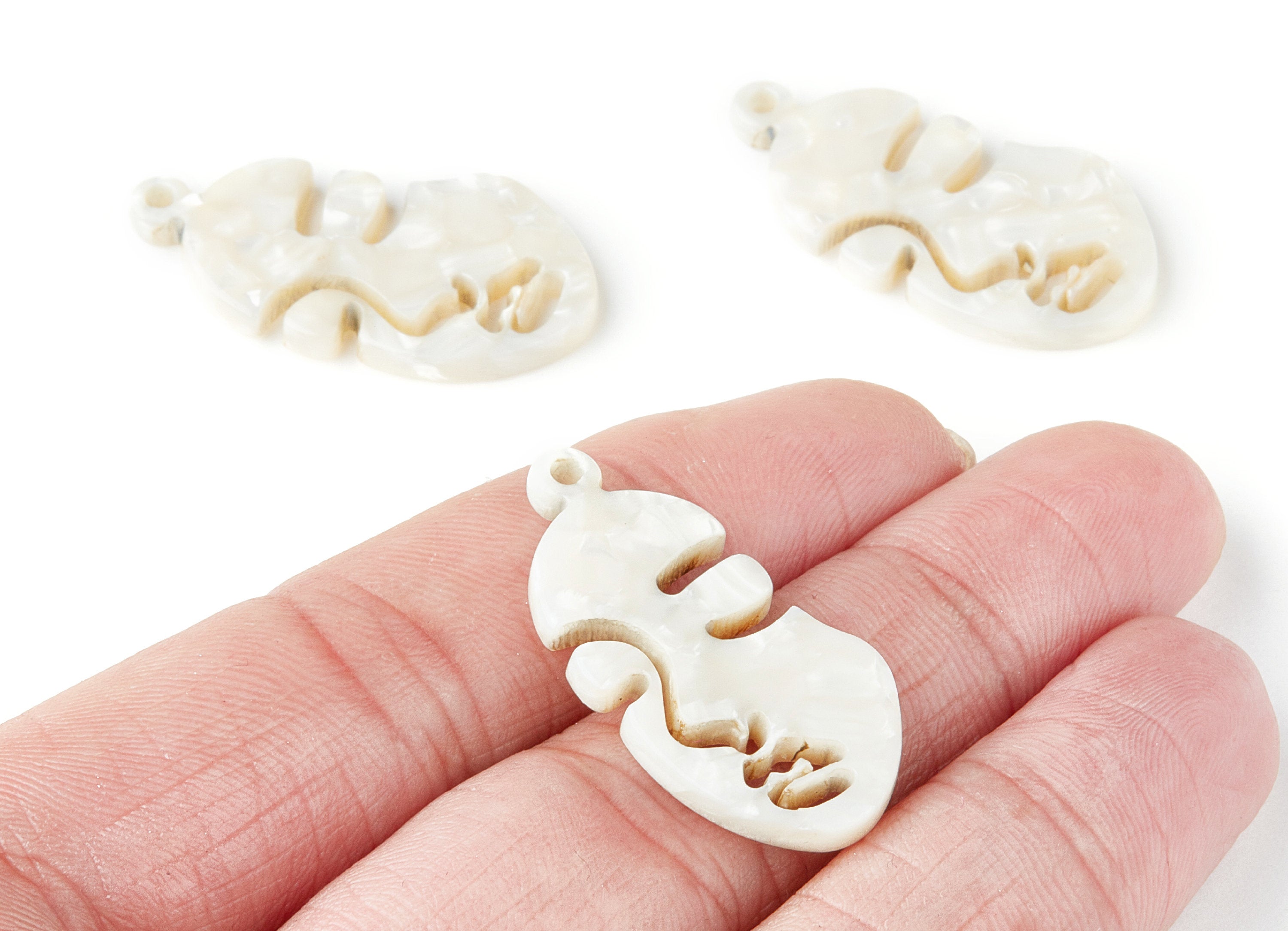 Acetate Face Earring Charms - Face Shaped Pendant - Earring Findings - Jewelry Supplies - Color Code:A33 - 33.56x17.33x2.94mm - AC1369B - DOMEDBAZAAR