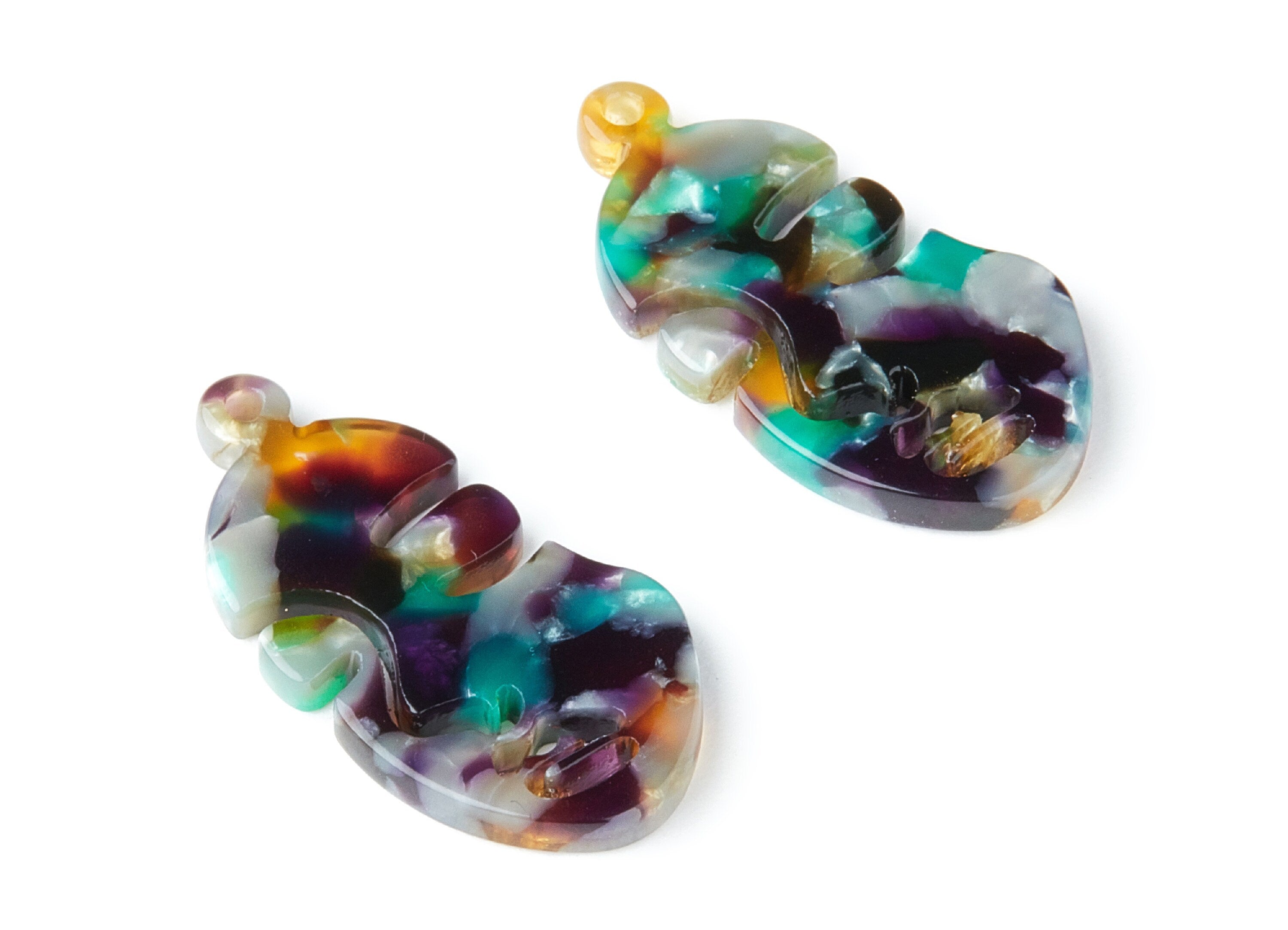 Acetate Face Earring Charms - Face Shaped Pendant - Earring Findings - Jewelry Supplies - Color Code:A50 - 33.56x17.33x2.94mm - AC1369C - DOMEDBAZAAR
