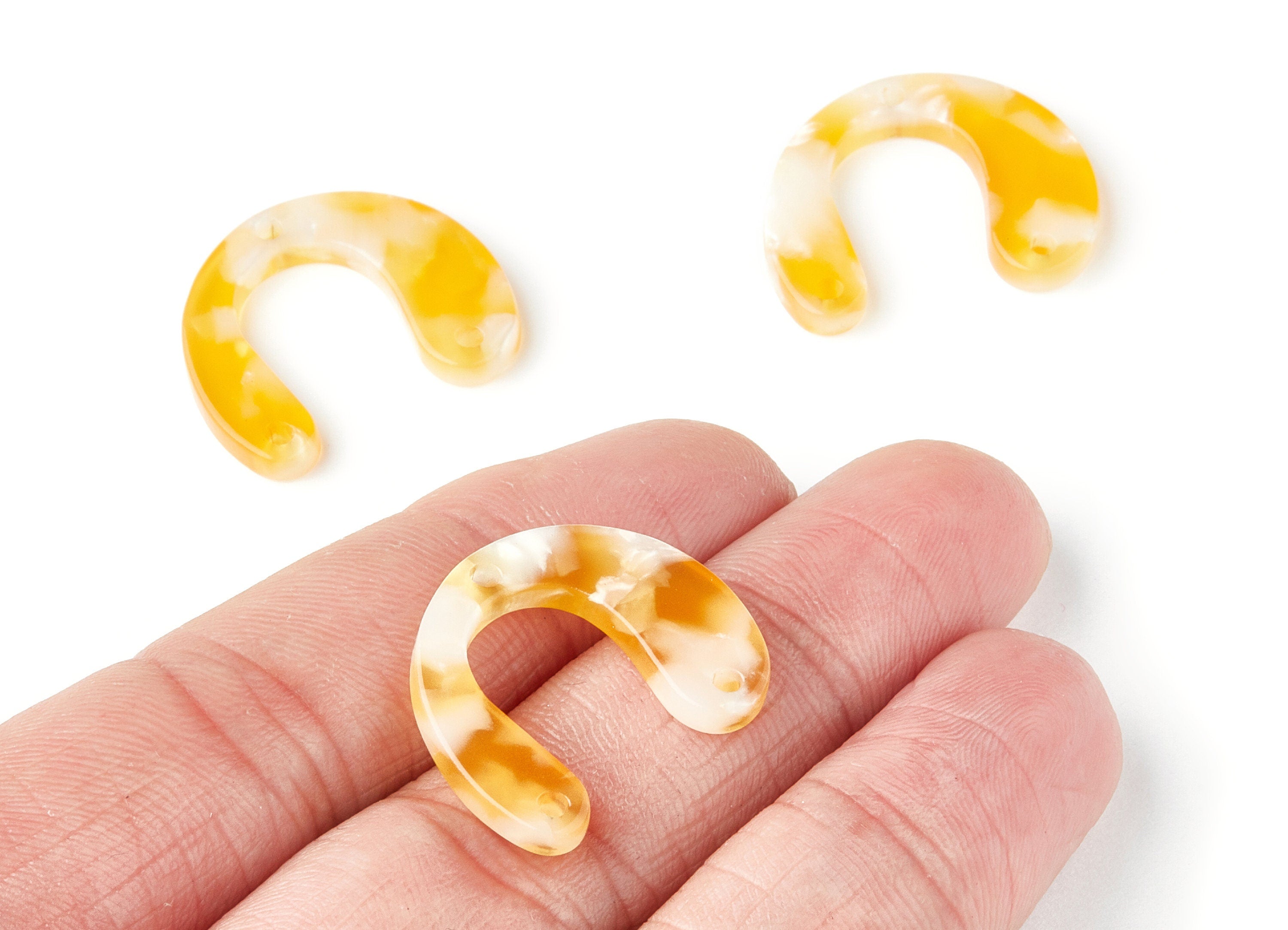 Acetate U Earring Charms - U Pendant With 3 Holes - Earring Findings - Jewelry Supplies - Color Code: A43 - 24.2x20.8x2.84mm - AC1379H - DOMEDBAZAAR