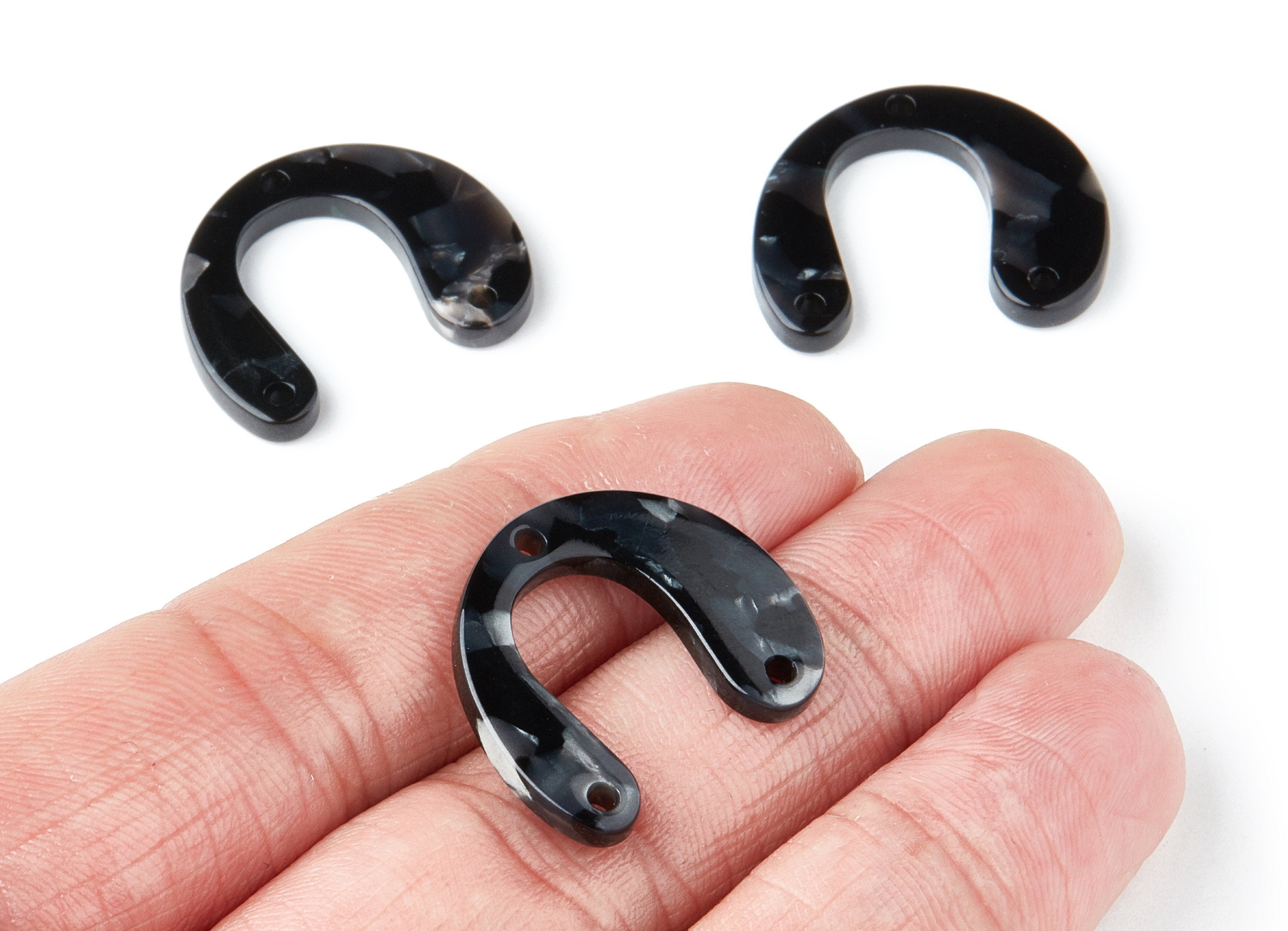 Acetate U Earring Charms - U Shaped Pendant - 3 Holes - Earring Findings - Jewelry Supplies - Color Code: A48 - 24.2x20.8x2.84mm - AC1379M - DOMEDBAZAAR