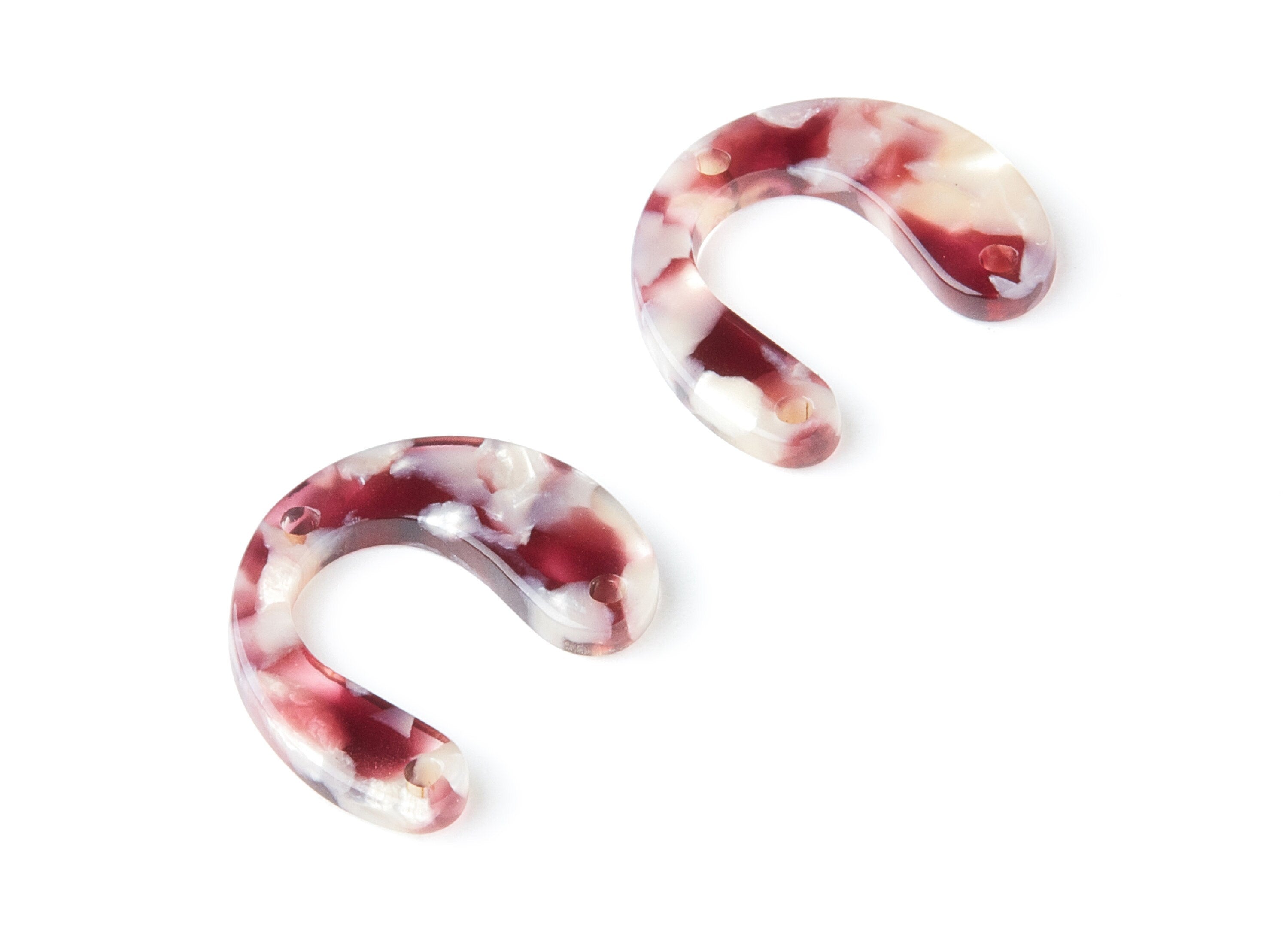 Acetate U Earring Charms White 3 Holes - U Pendant - Earring Findings - Jewelry Supplies - Color Code: A42 - 24.2x20.8x2.84mm - AC1379T - DOMEDBAZAAR