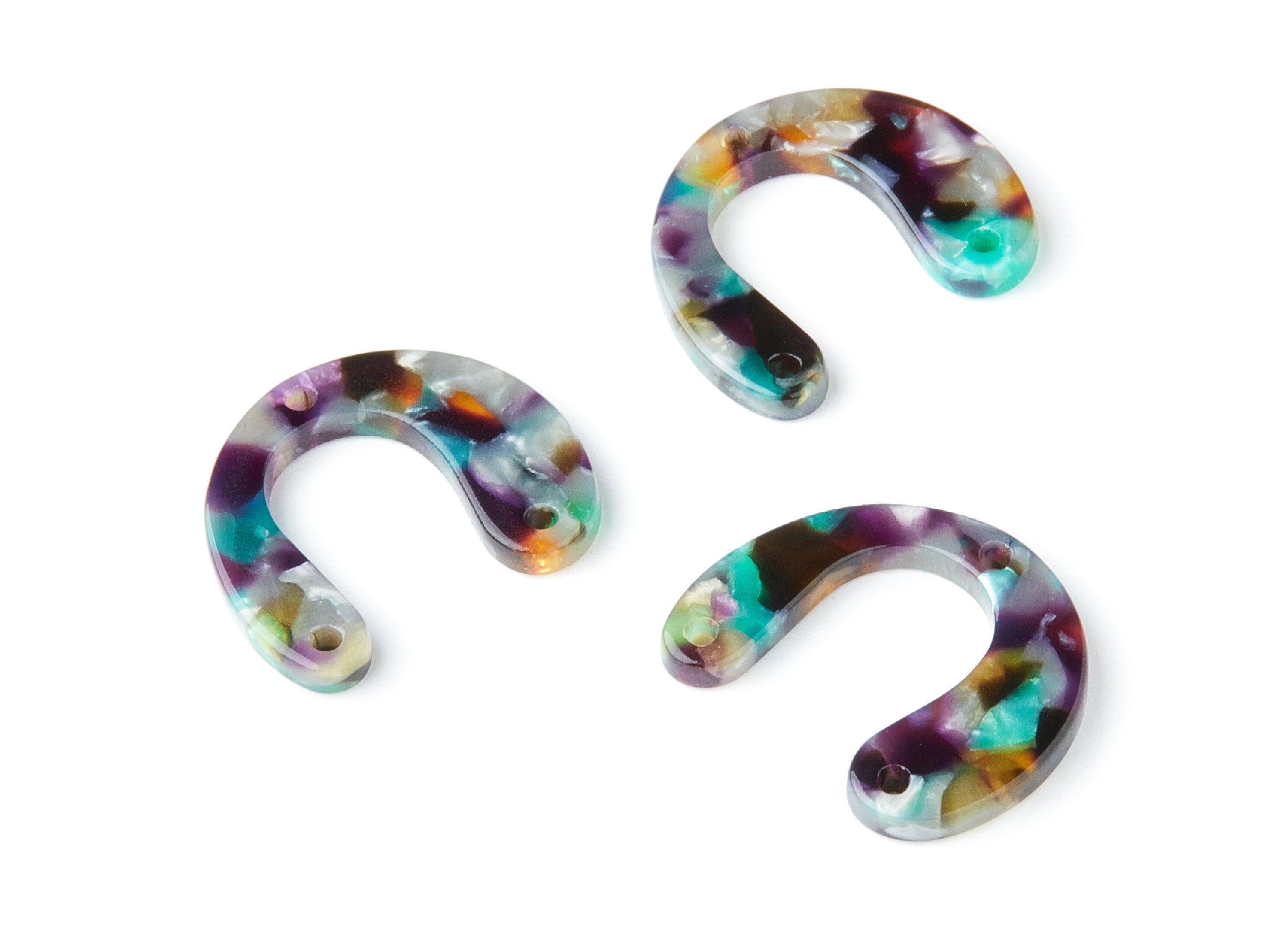 Acetate U Earring Charms - U Pendant With 3 Holes - Earring Findings - Jewelry Supplies - Color Code: A50 - 24.2x20.8x2.84mm - AC1379Y - DOMEDBAZAAR