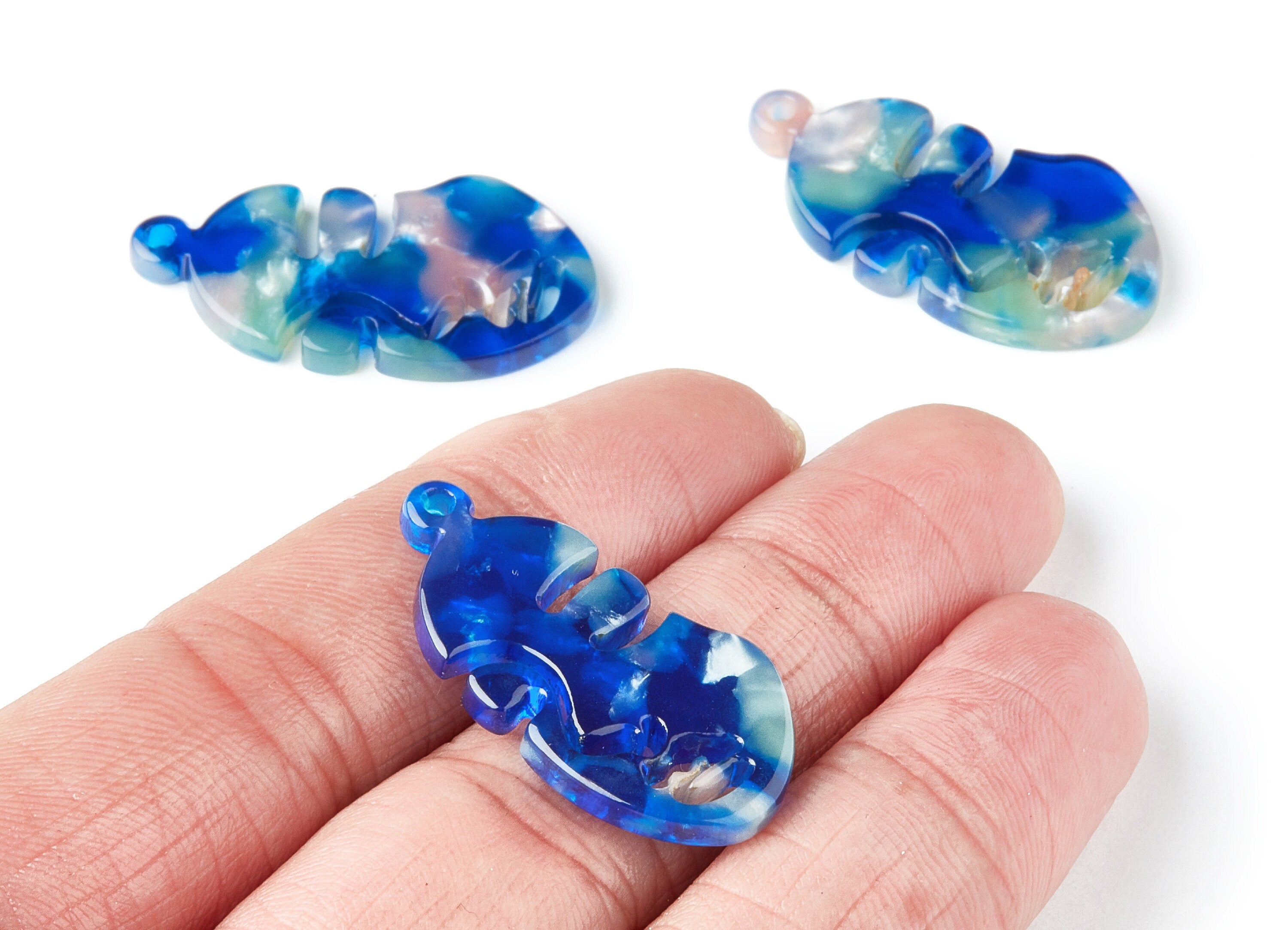 Acetate Face Earring Charms - Face Shaped Pendant - Earring Findings - Jewelry Supplies - Color Code:A37 - 33.56x17.33x2.94mm - AC1369F - DOMEDBAZAAR