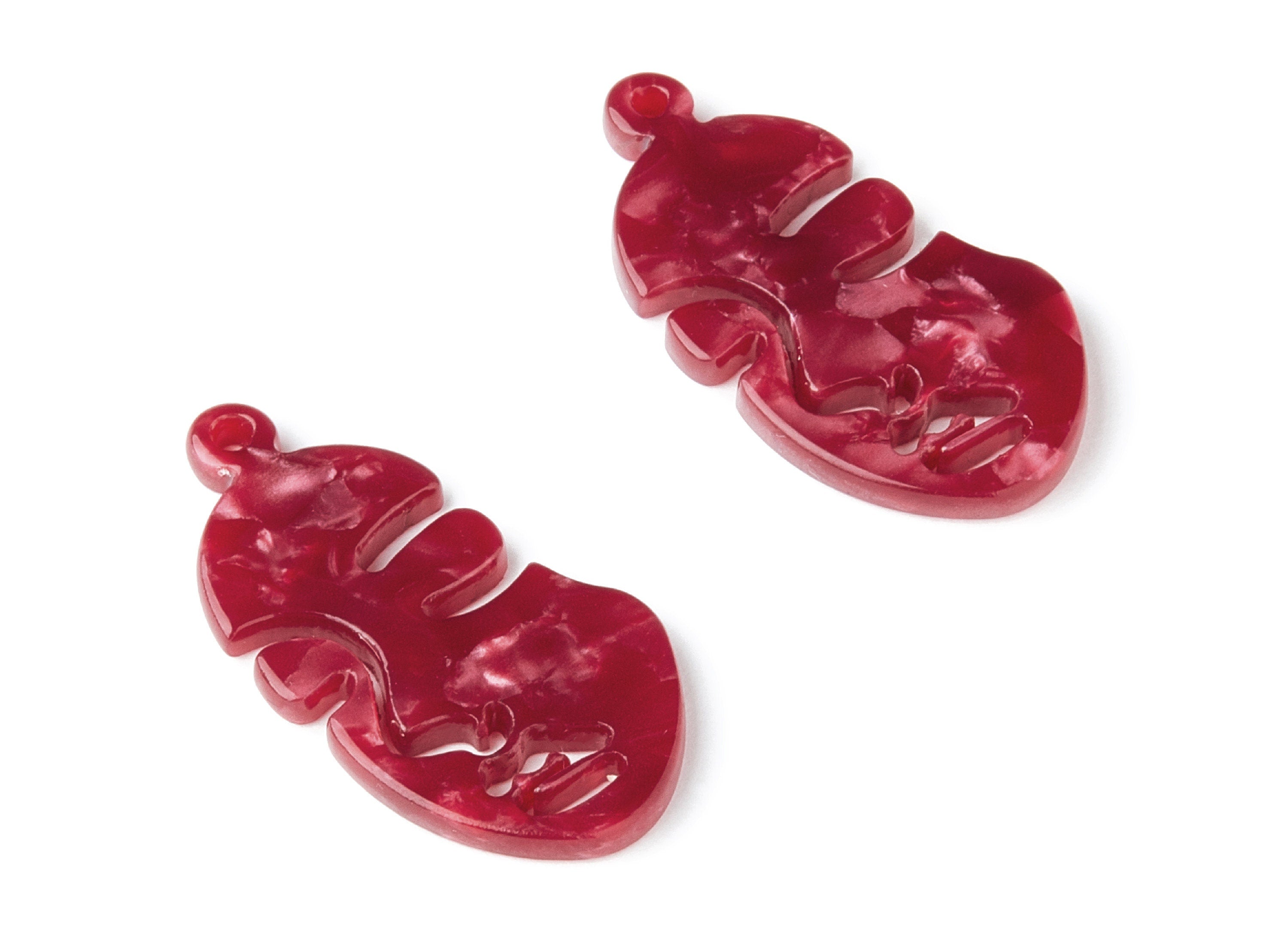 Acetate Face Earring Charms - Face Shaped Pendant - Earring Findings - Jewelry Supplies - Color Code:A47 - 33.56x17.33x2.94mm - AC1369H - DOMEDBAZAAR