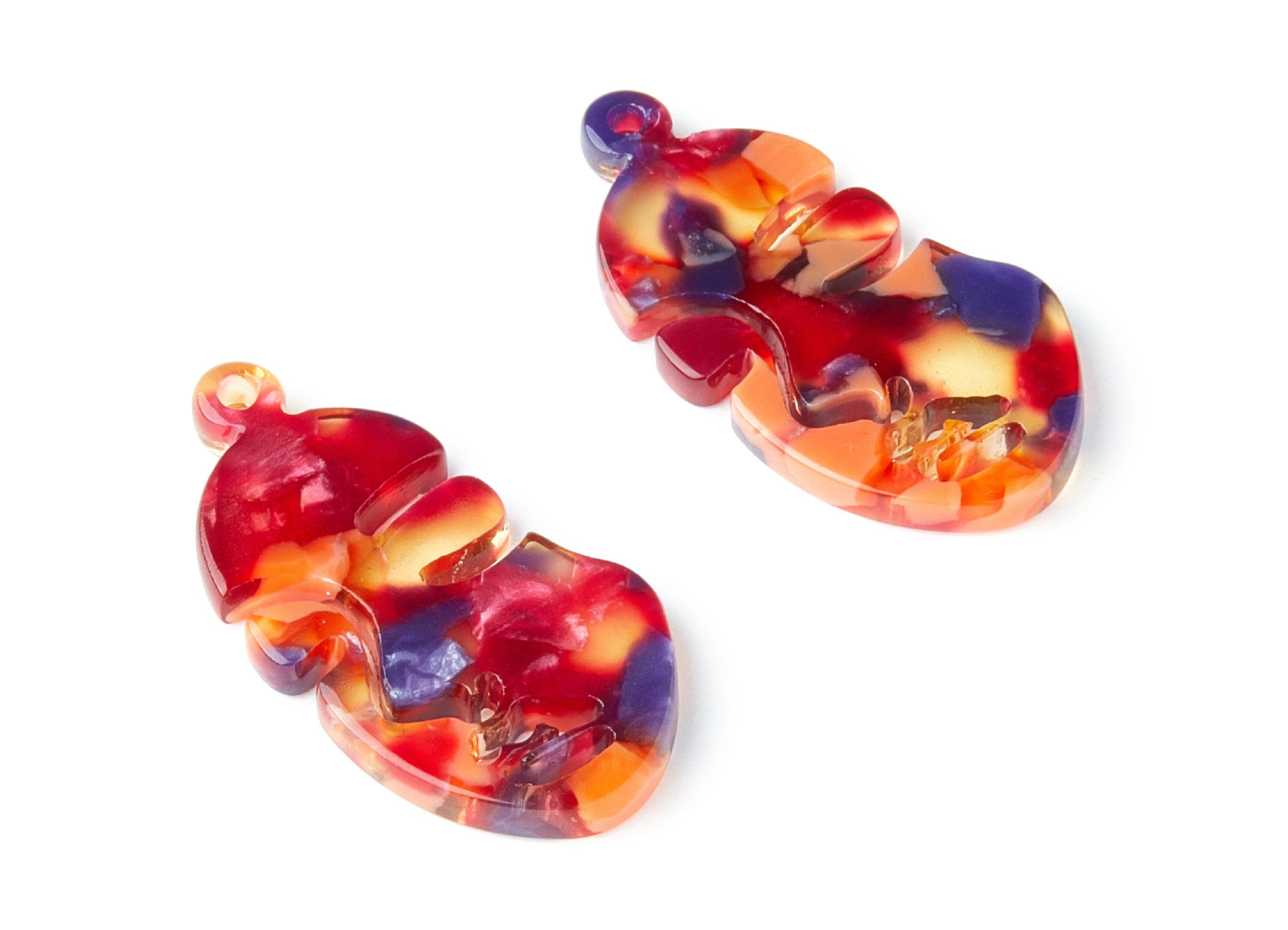 Acetate Face Earring Charms - Face Shaped Pendant - Earring Findings - Jewelry Supplies - Color Code:A44 - 33.56x17.33x2.94mm - AC1369L - DOMEDBAZAAR