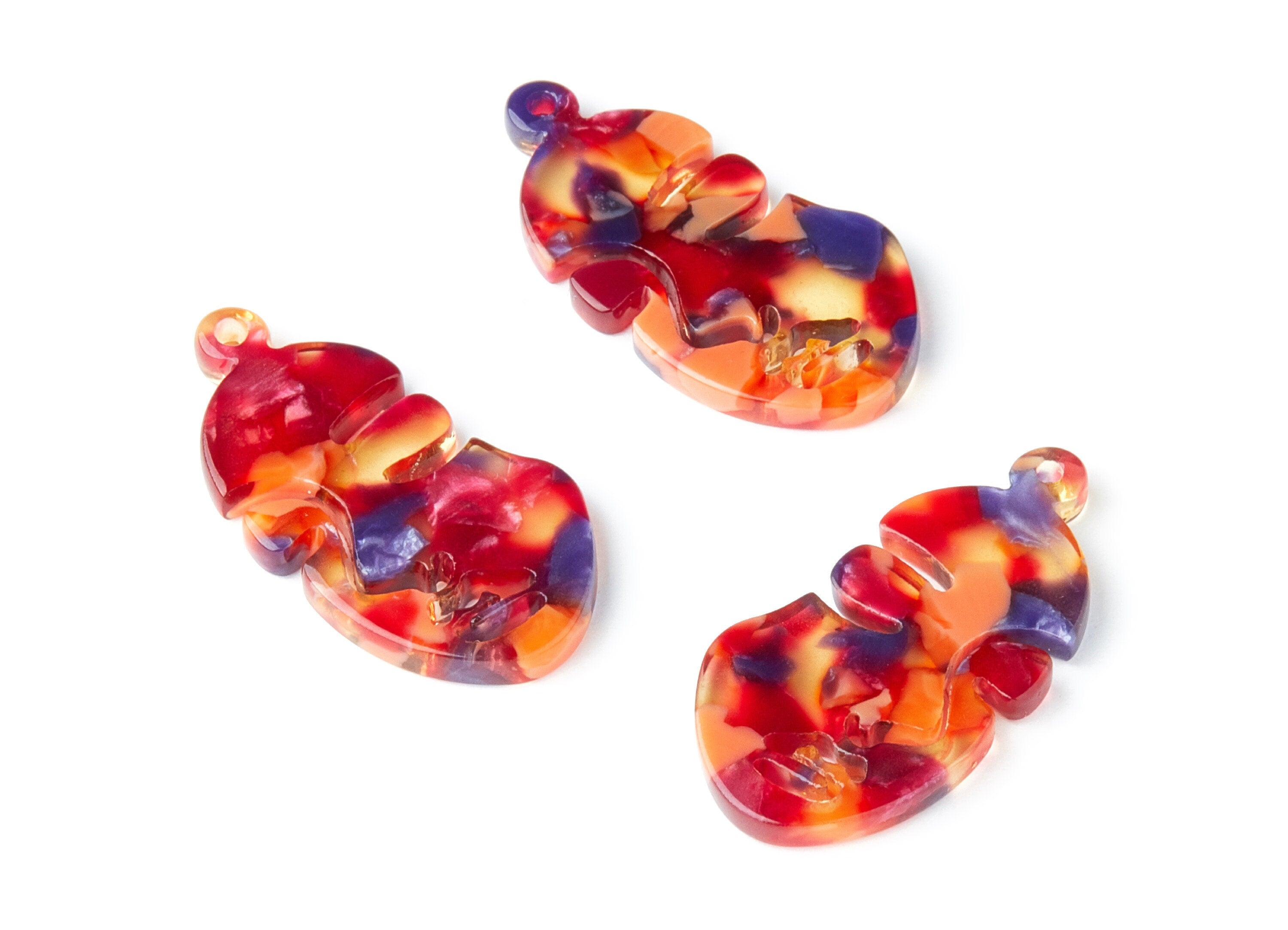 Acetate Face Earring Charms - Face Shaped Pendant - Earring Findings - Jewelry Supplies - Color Code:A44 - 33.56x17.33x2.94mm - AC1369L - DOMEDBAZAAR
