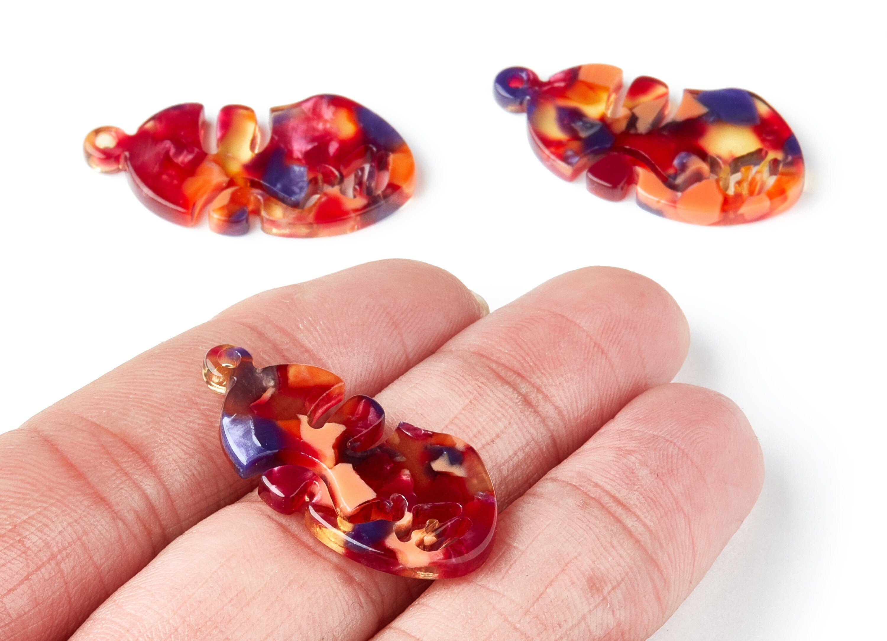 Acetate Face Earring Charms - Face Shaped Pendant - Earring Findings - Jewelry Supplies - Color Code:A44 - 33.56x17.33x2.94mm - AC1369L - DOMEDBAZAAR