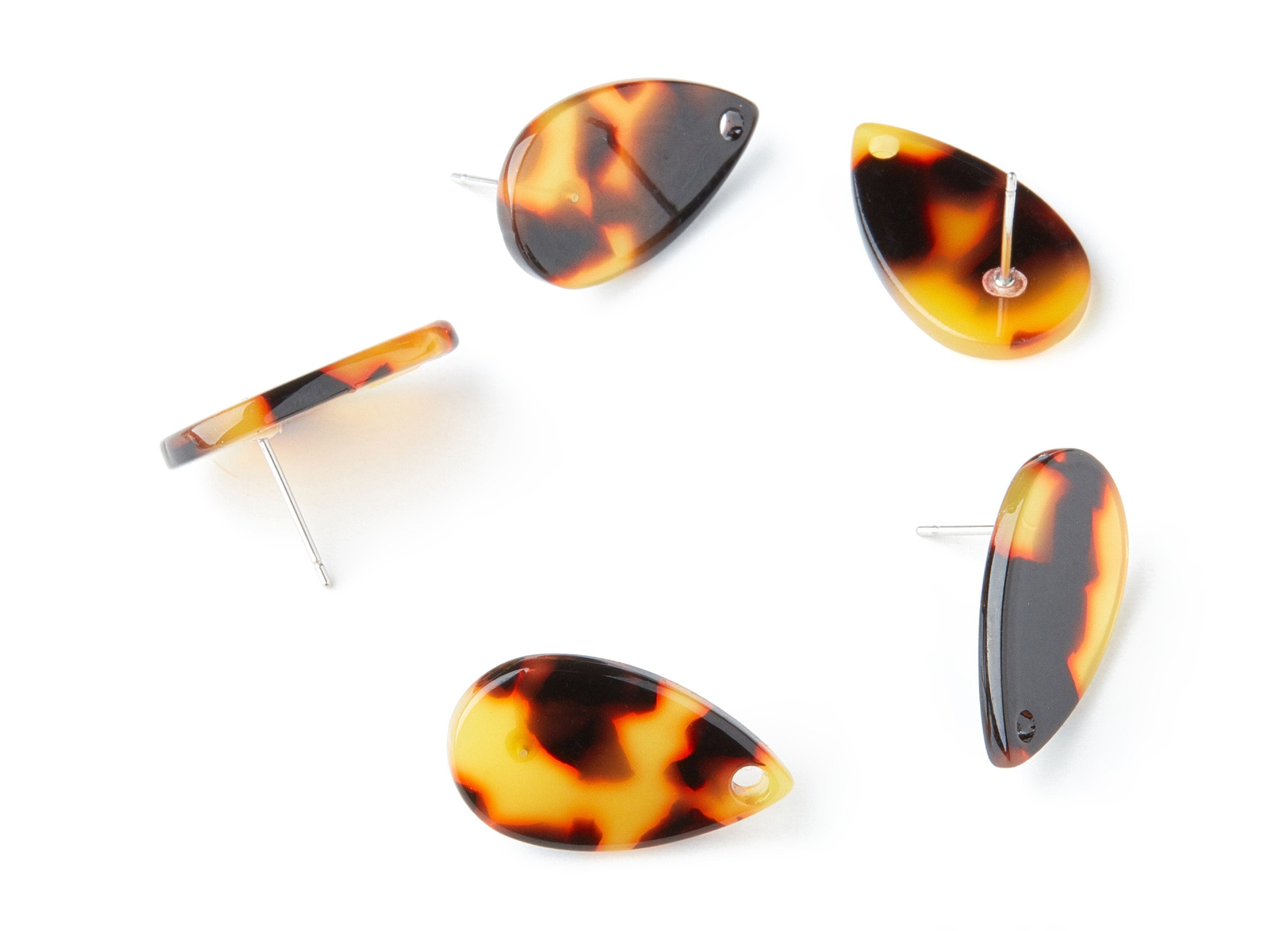 Acetate Acrylic Earring Post - Tortoise Shell Earrings - Drop Earring Stud - Jewelry Supplies - Color Code: A05 - 23.45x13.68x2mm - AC1321A - DOMEDBAZAAR