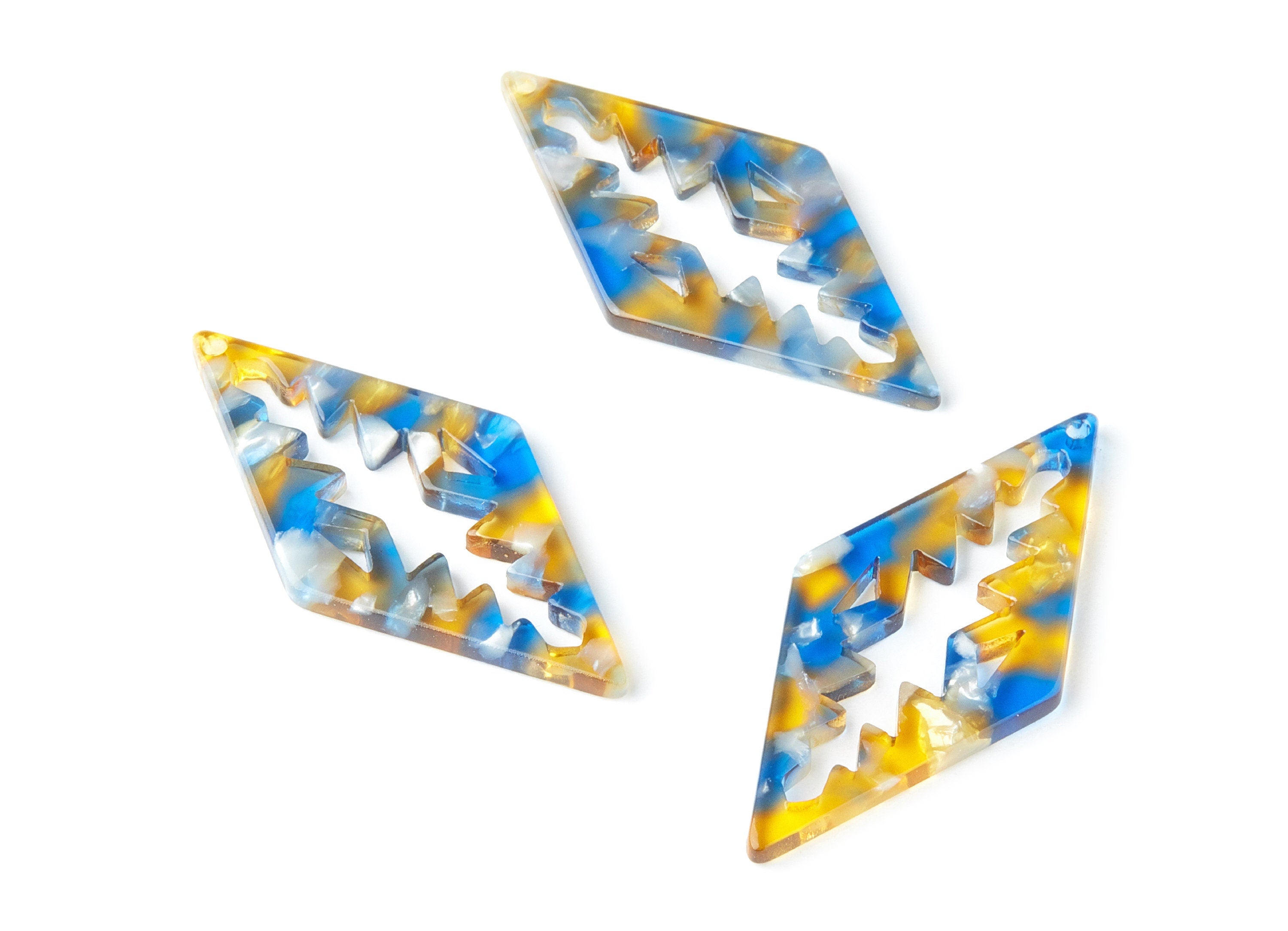 Acetate Rhombus Earring Charms - Rhombus Shaped Pendant - Earring Findings - Jewelry Supplies - Color Code: A40 - 50.3x24.5x2.78mm - AC1373G - DOMEDBAZAAR