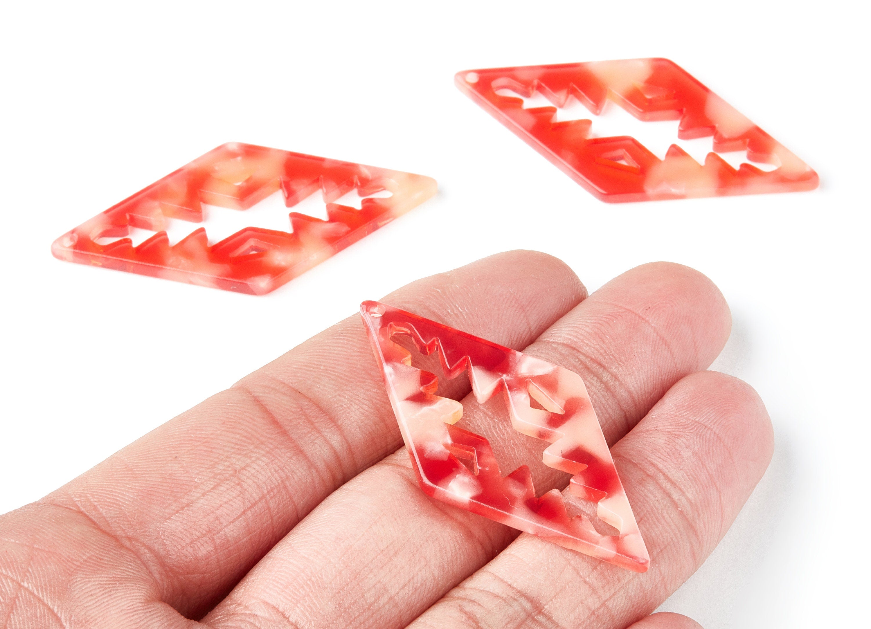 Acetate Rhombus Earring Charms - Rhombus Shaped Pendant - Earring Findings - Jewelry Supplies - Color Code: A34 - 50.3x24.5x2.78mm - AC1373J - DOMEDBAZAAR