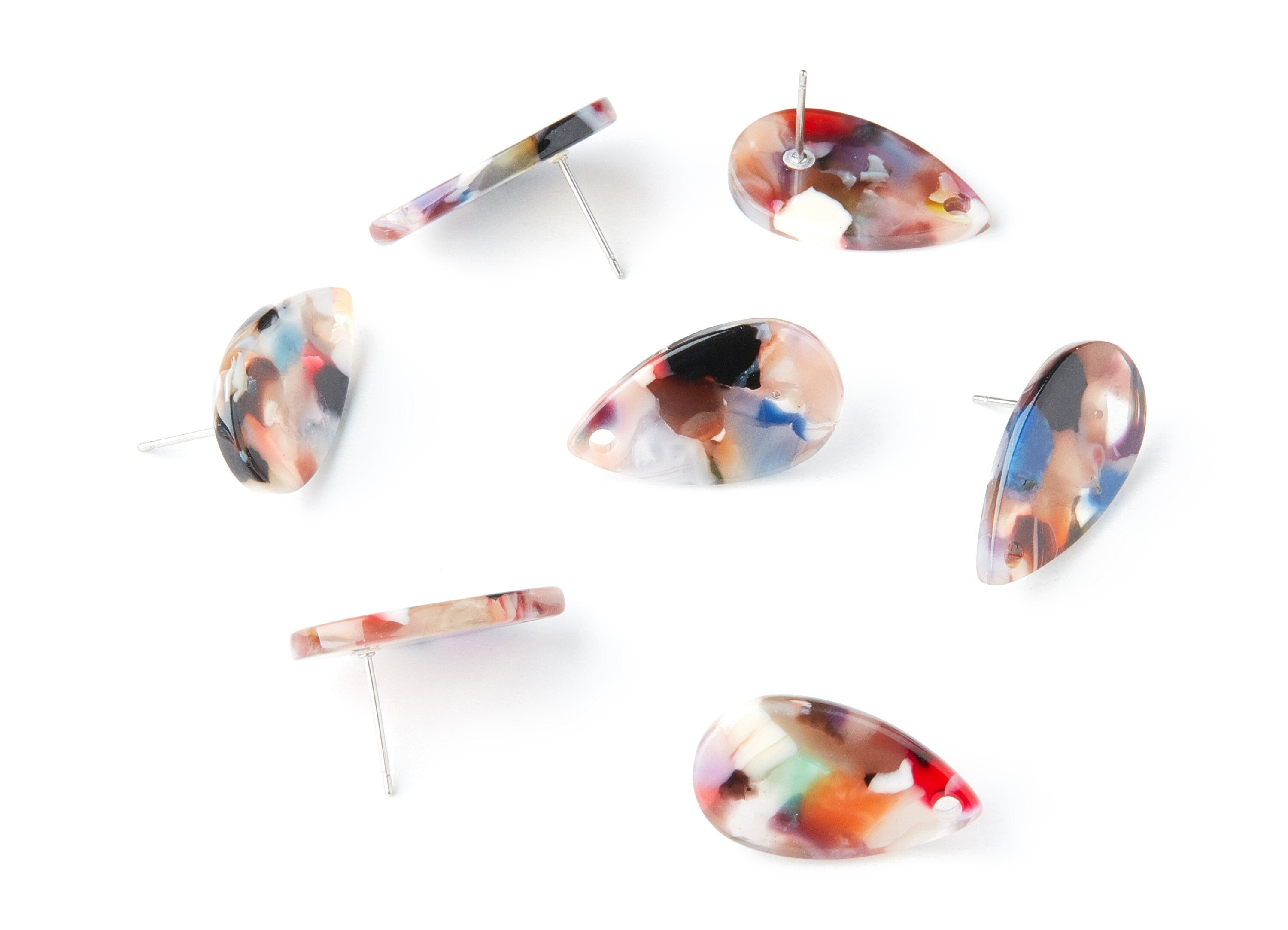 Acetate Acrylic Earring Post Charms - Tortoise Shell Earrings - Drop Shaped Stud - Color Code: A58 - 23.45x13.68x2.44mm - AC1321F - DOMEDBAZAAR