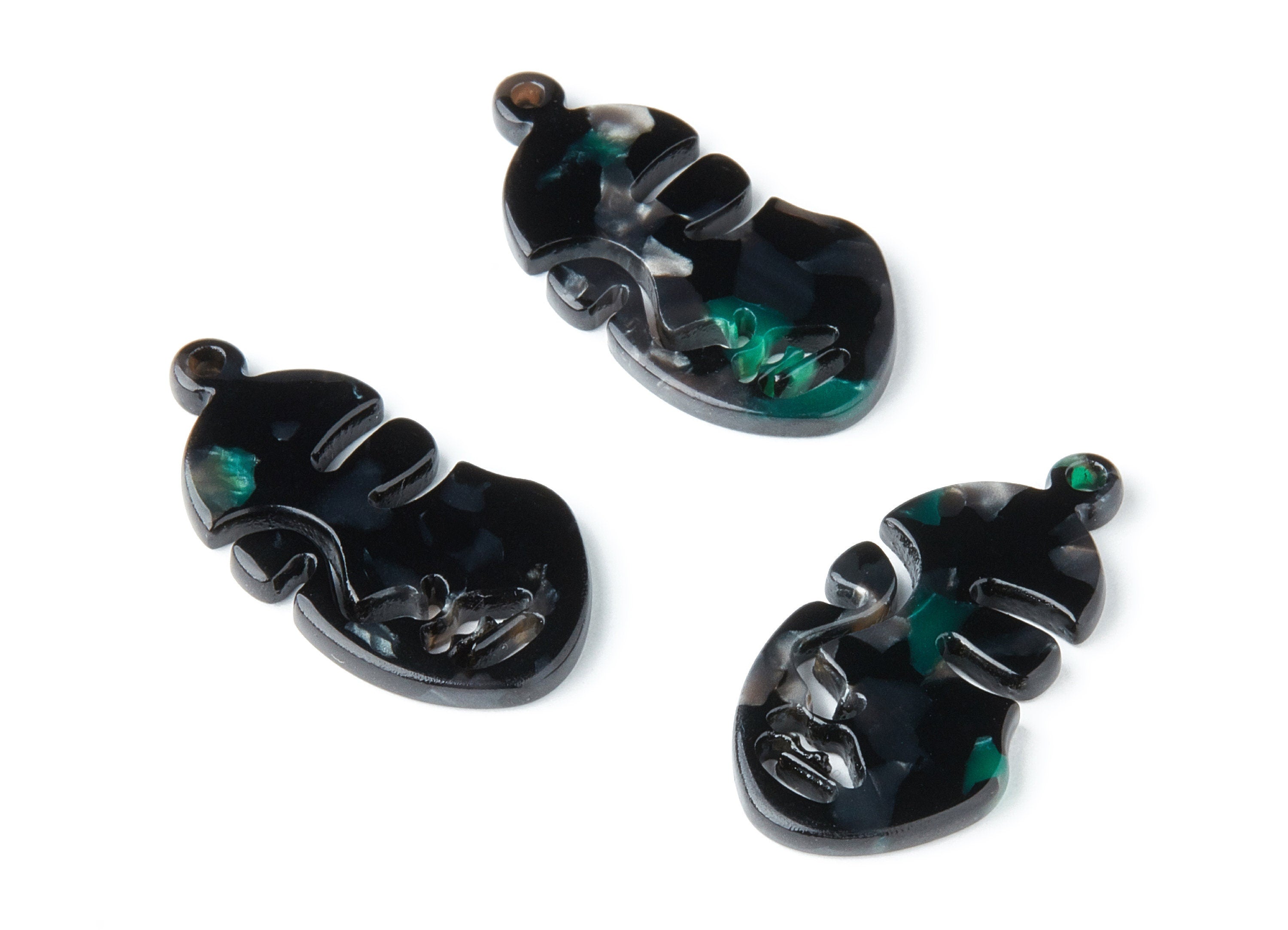 Acetate Face Earring Charms - Face Shaped Pendant - Earring Findings - Jewelry Supplies - Color Code:A49 - 33.56x17.33x2.94mm - AC1369N - DOMEDBAZAAR