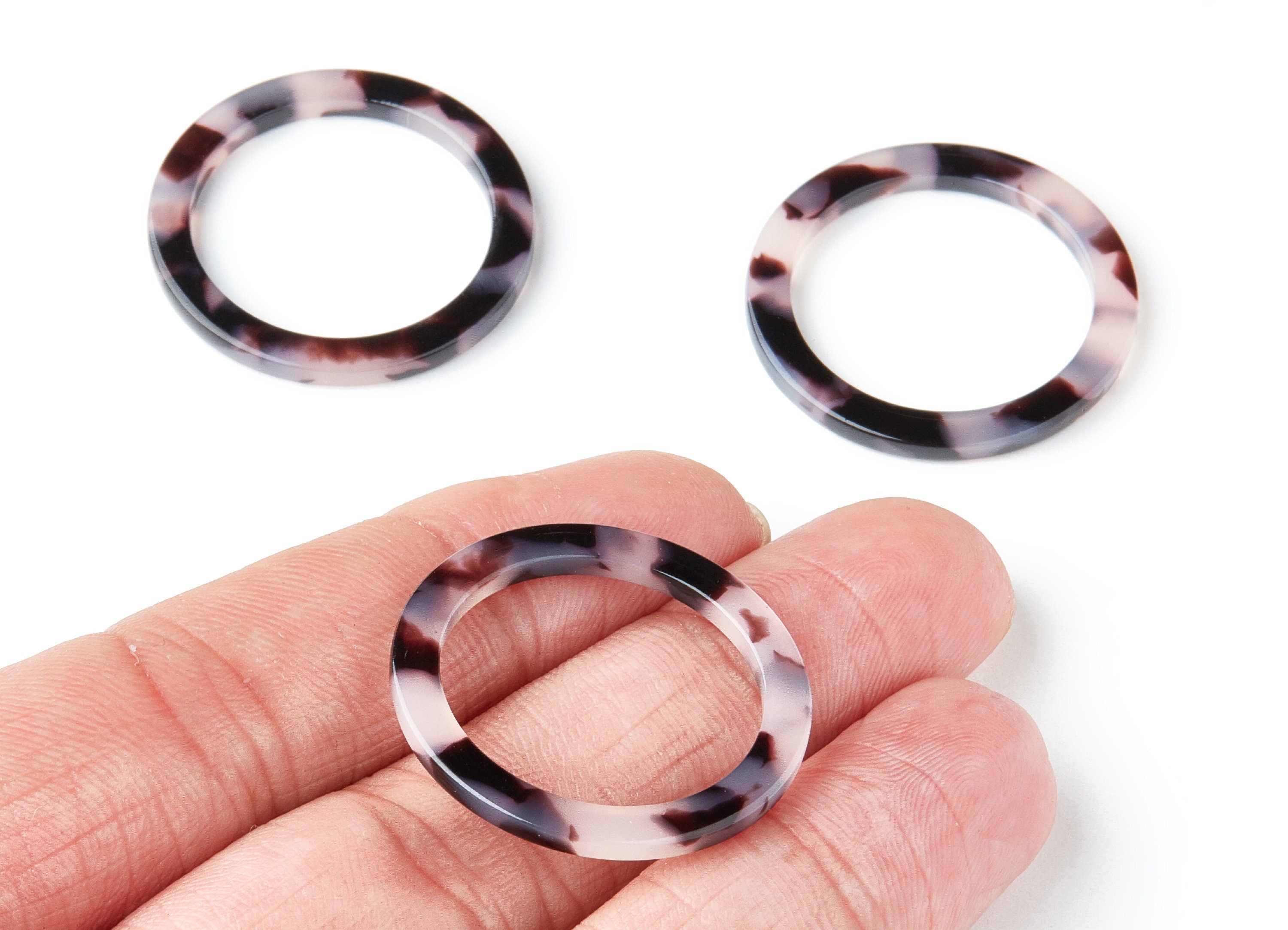 Acetate Acrylic Earring Charms - Blonde Tortoise Shell Earrings - Circle Shaped Pendant - Color Code: A06 - 28.8x28.8x2.55mm - AC1169S - DOMEDBAZAAR