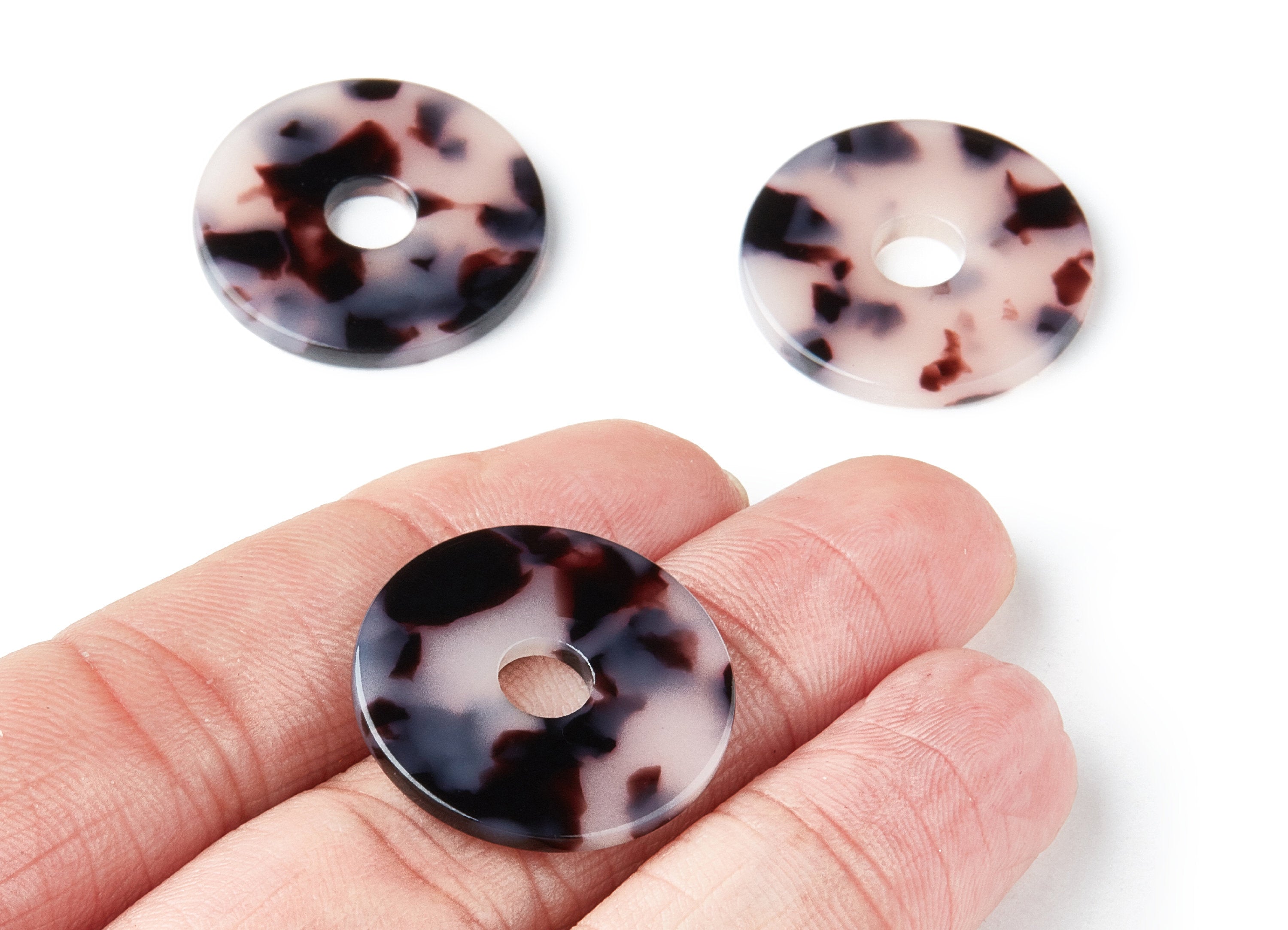 Acetate Coin Charms - Blonde Tortoise Shell Earrings - Round Earring and Pendant - Color Code: A06 - 24.75x24.75x2.6mm - AC1400C - DOMEDBAZAAR