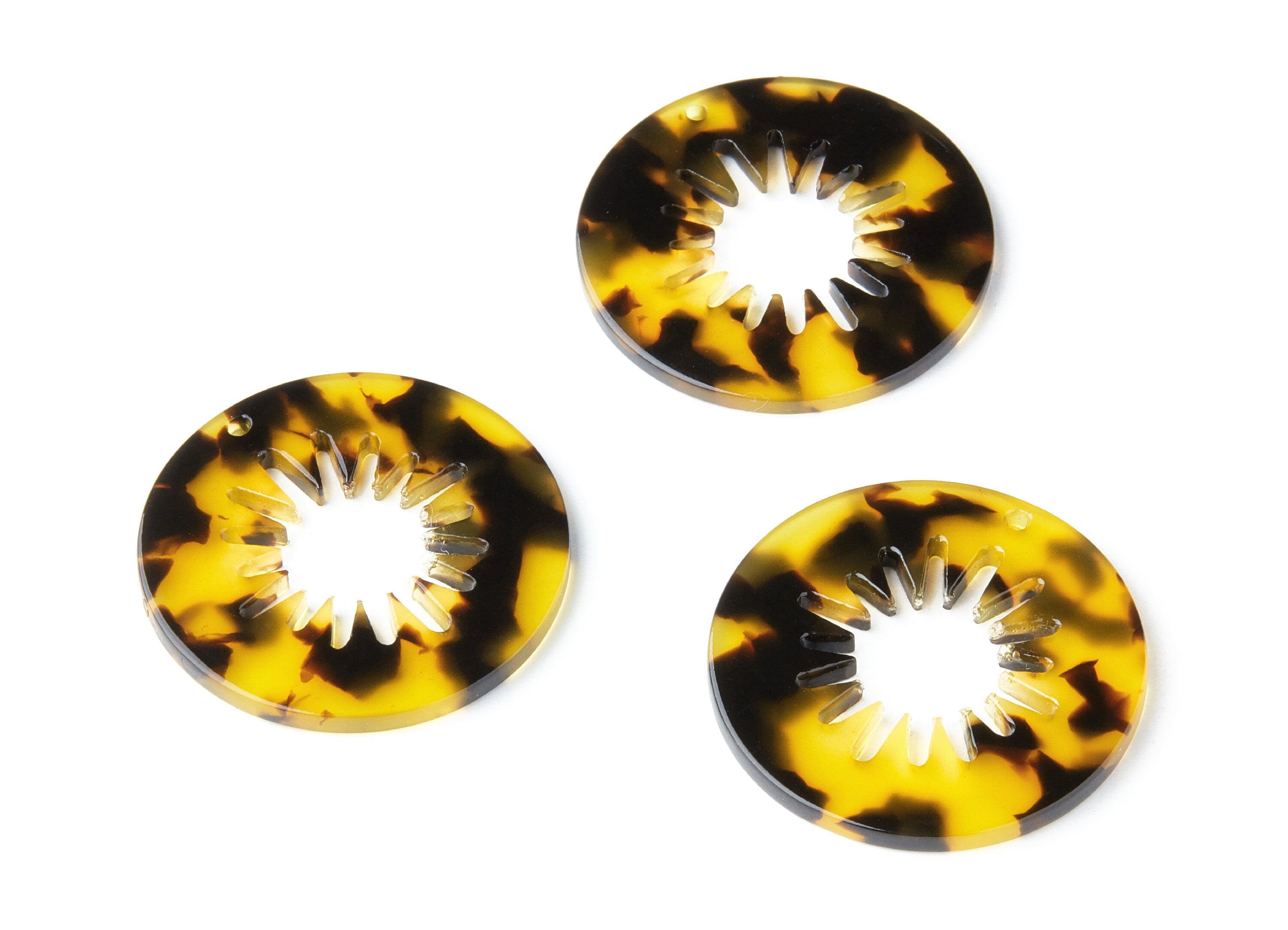 Acetate Acrylic Earring Charms - Tortoise Shell Earrings - Circle Shaped Pendant - Color Code: A02 - 34.6x34.6x2.6mm - AC1397F - DOMEDBAZAAR