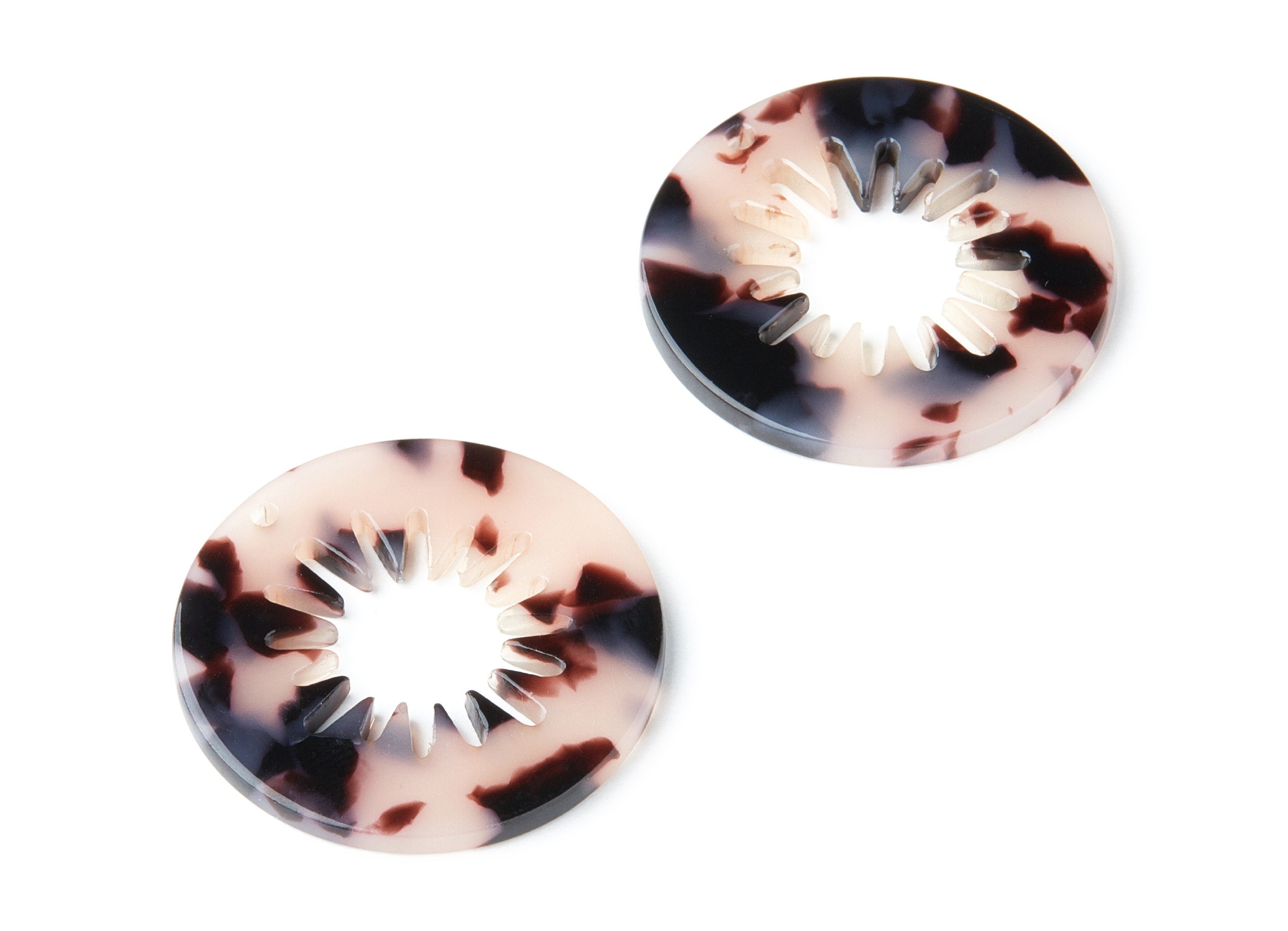 Acetate Acrylic Earring Charms - Blonde Tortoise Shell Earrings - Circle Shaped Pendant - Color Code: A06 - 34.6x34.6x2.6mm - AC1397D - DOMEDBAZAAR