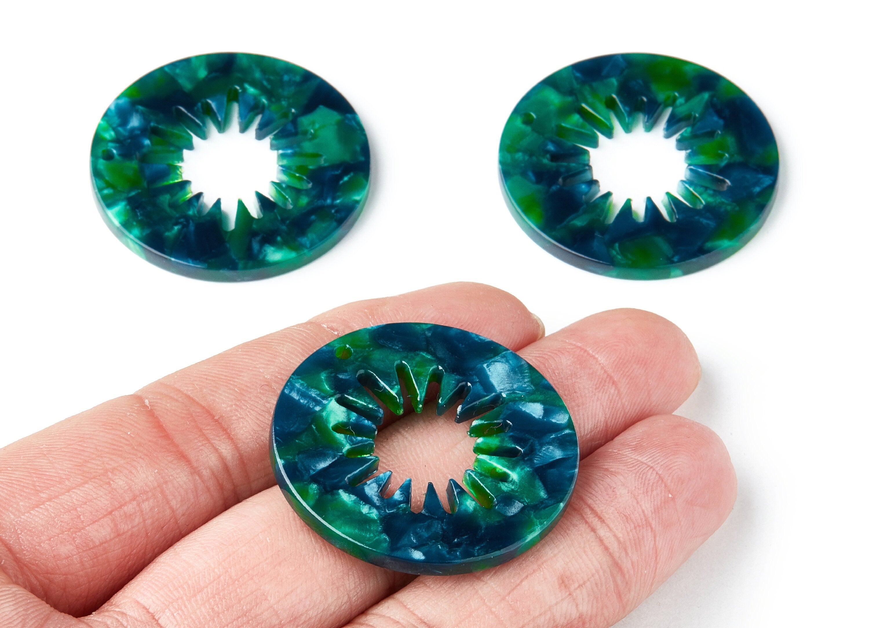 Acetate Circle Earring Charms - Circle Shaped Pendant - Earring Findings - Jewelry Supplies - Color Code: A13 - 34.6x34.6x2.6mm - AC1397C - DOMEDBAZAAR