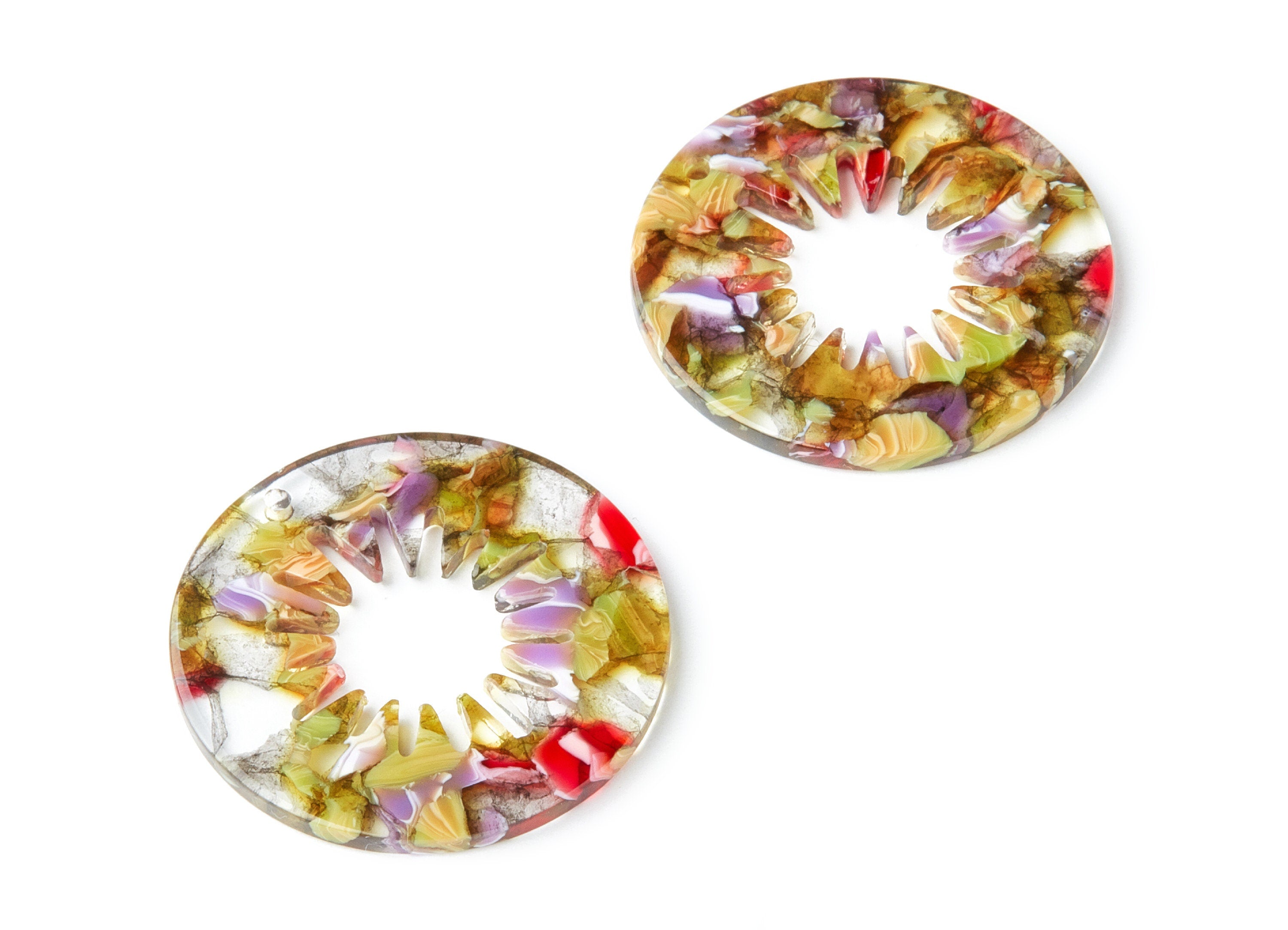 Acetate Circle Earring Charms - Circle Shaped Pendant - Earring Findings - Jewelry Supplies - Color Code: A242 - 34.6x34.6x2.6mm - AC1397E - DOMEDBAZAAR