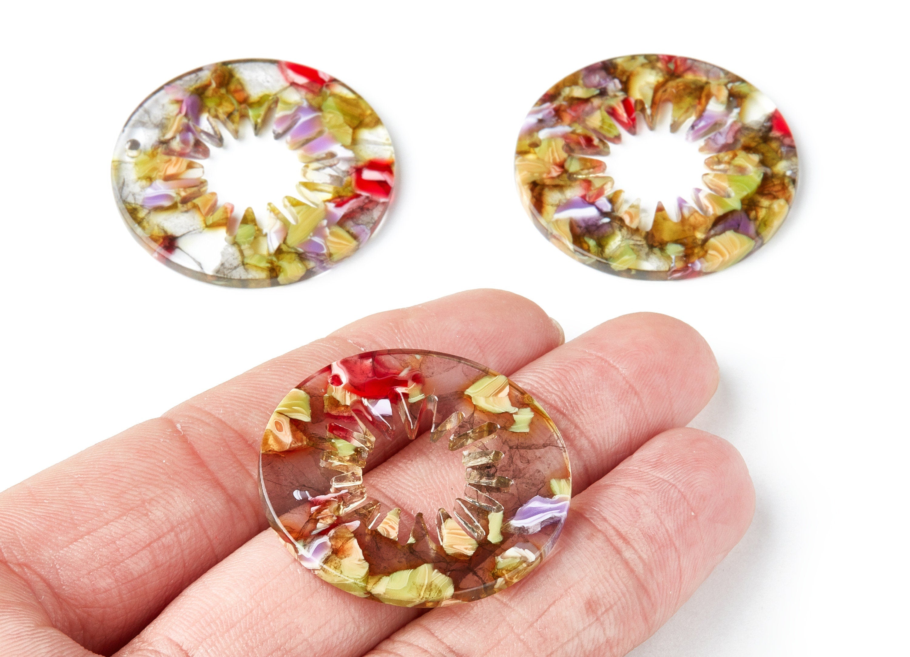 Acetate Circle Earring Charms - Circle Shaped Pendant - Earring Findings - Jewelry Supplies - Color Code: A242 - 34.6x34.6x2.6mm - AC1397E - DOMEDBAZAAR
