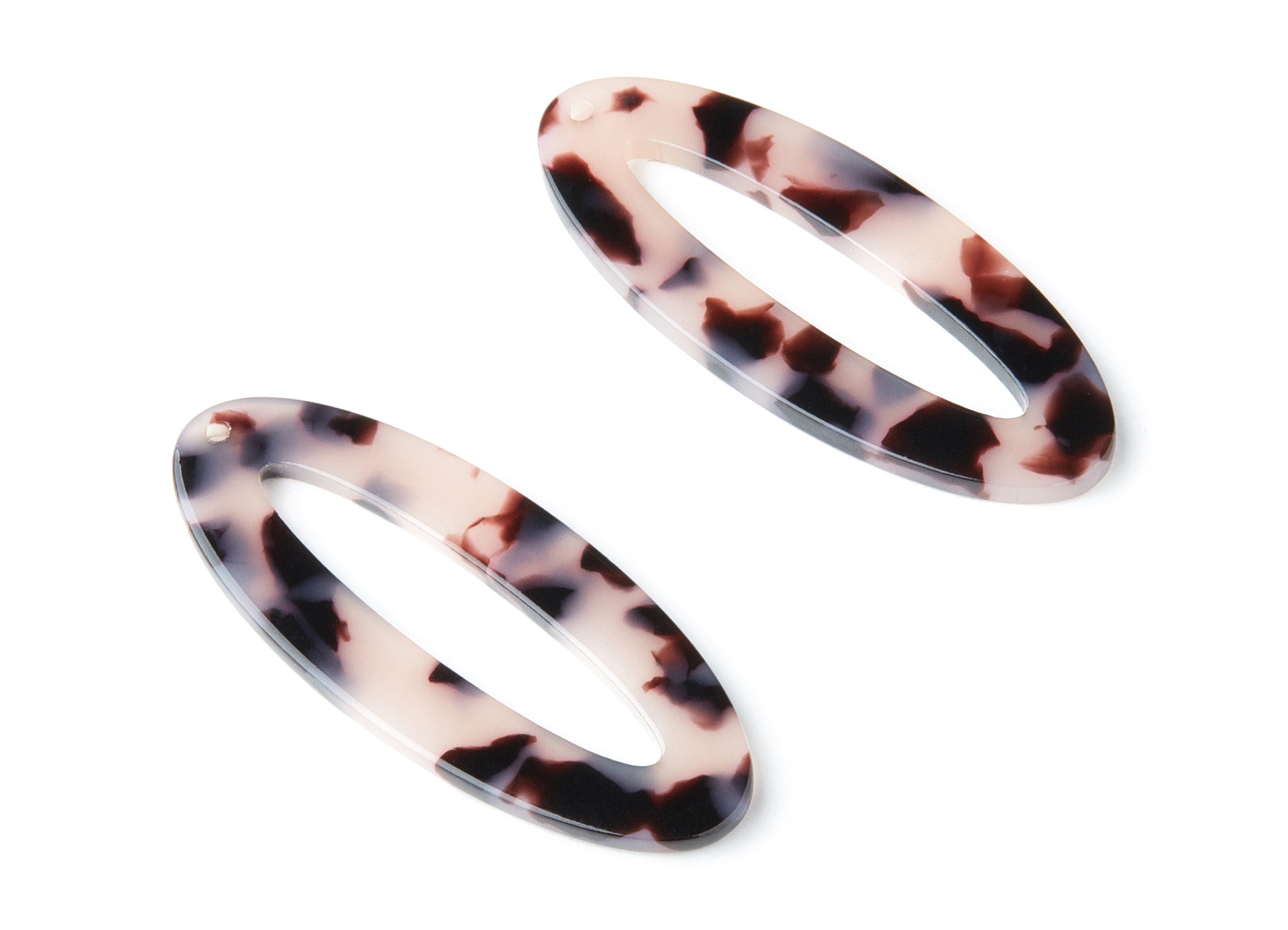 Acetate Acrylic Earring Charms - Blonde Tortoise Shell Earrings - Oval Shaped Pendant - Color Code: A06 - 49.63x20.7x2.62mm - AC1398D - DOMEDBAZAAR