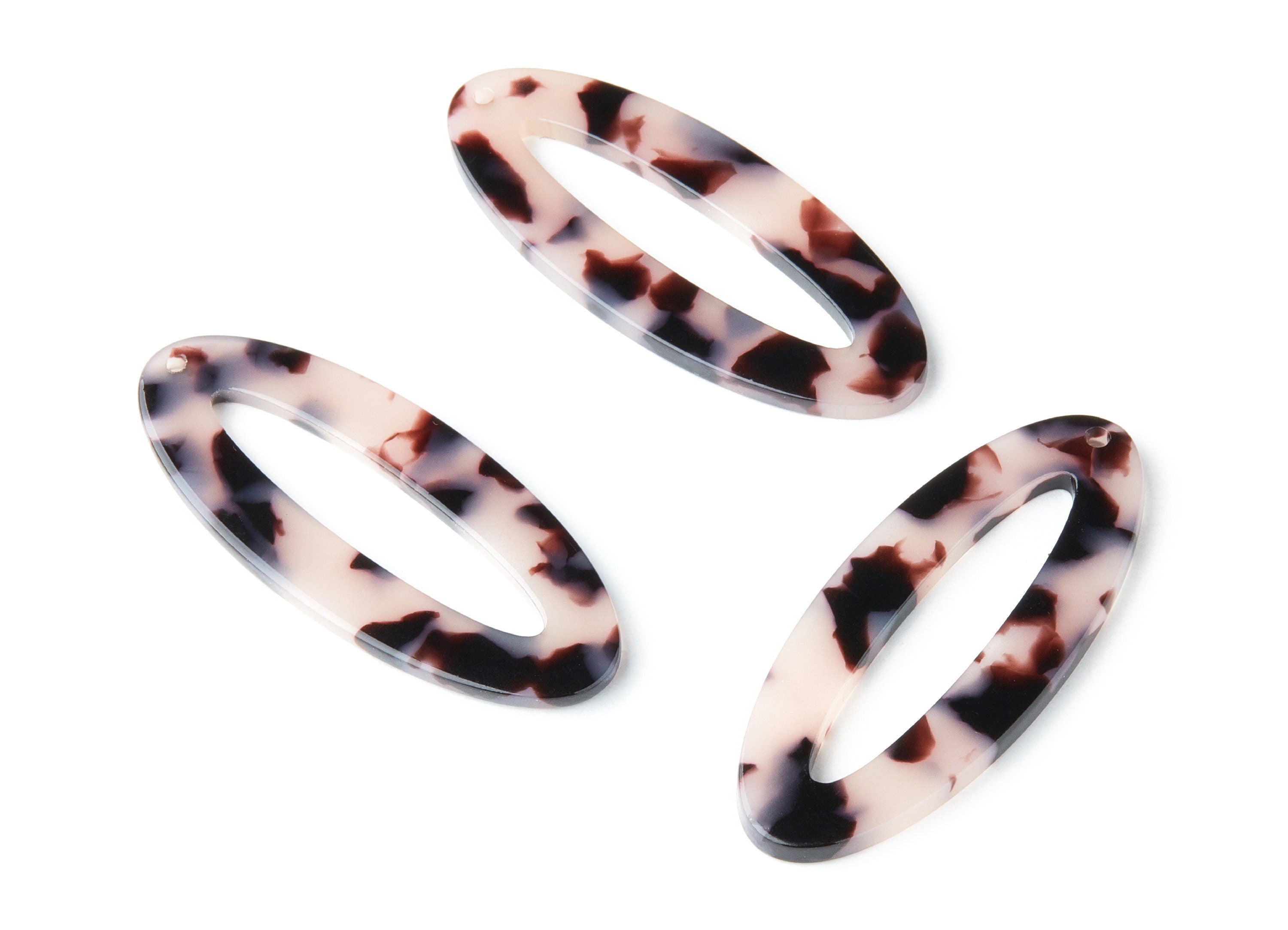 Acetate Acrylic Earring Charms - Blonde Tortoise Shell Earrings - Oval Shaped Pendant - Color Code: A06 - 49.63x20.7x2.62mm - AC1398D - DOMEDBAZAAR