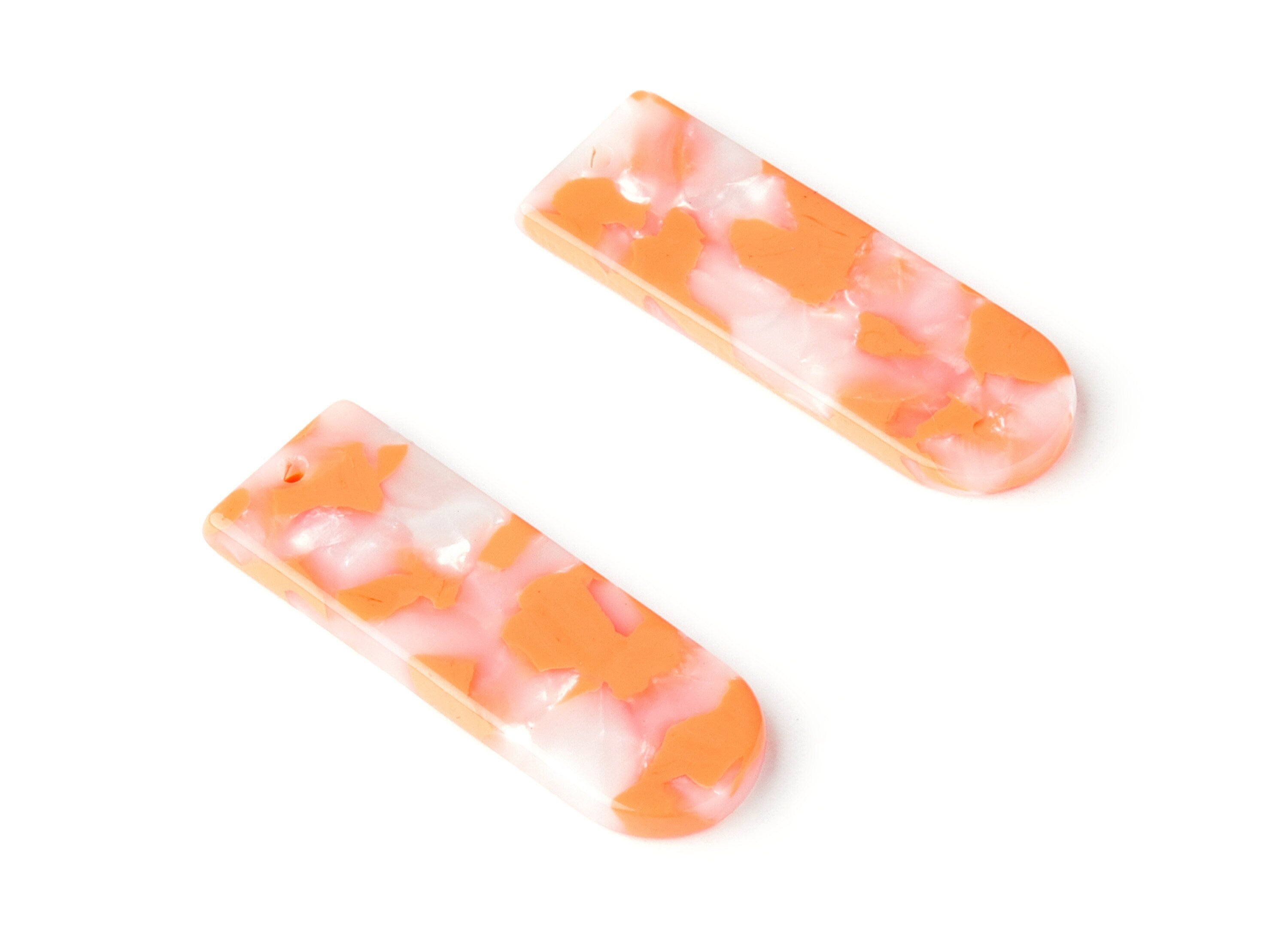 Acetate Acrylic Earring Charms - Tortoise Shell Earrings - D Shaped Pendant - Earring Findings - Color Code: A39 - 36.7x12.8x2.9mm - AC1365A - DOMEDBAZAAR