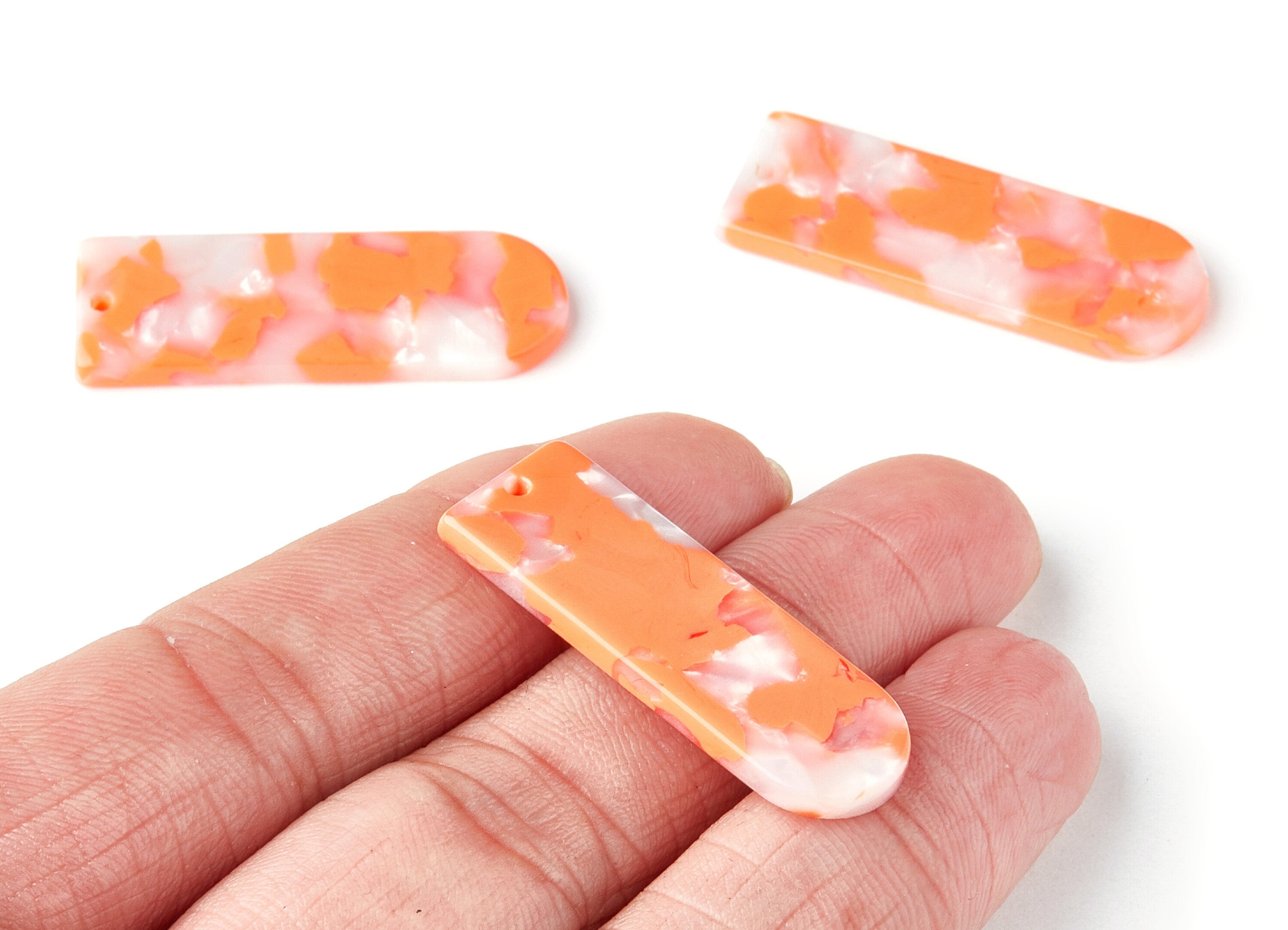 Acetate Acrylic Earring Charms - Tortoise Shell Earrings - D Shaped Pendant - Earring Findings - Color Code: A39 - 36.7x12.8x2.9mm - AC1365A - DOMEDBAZAAR