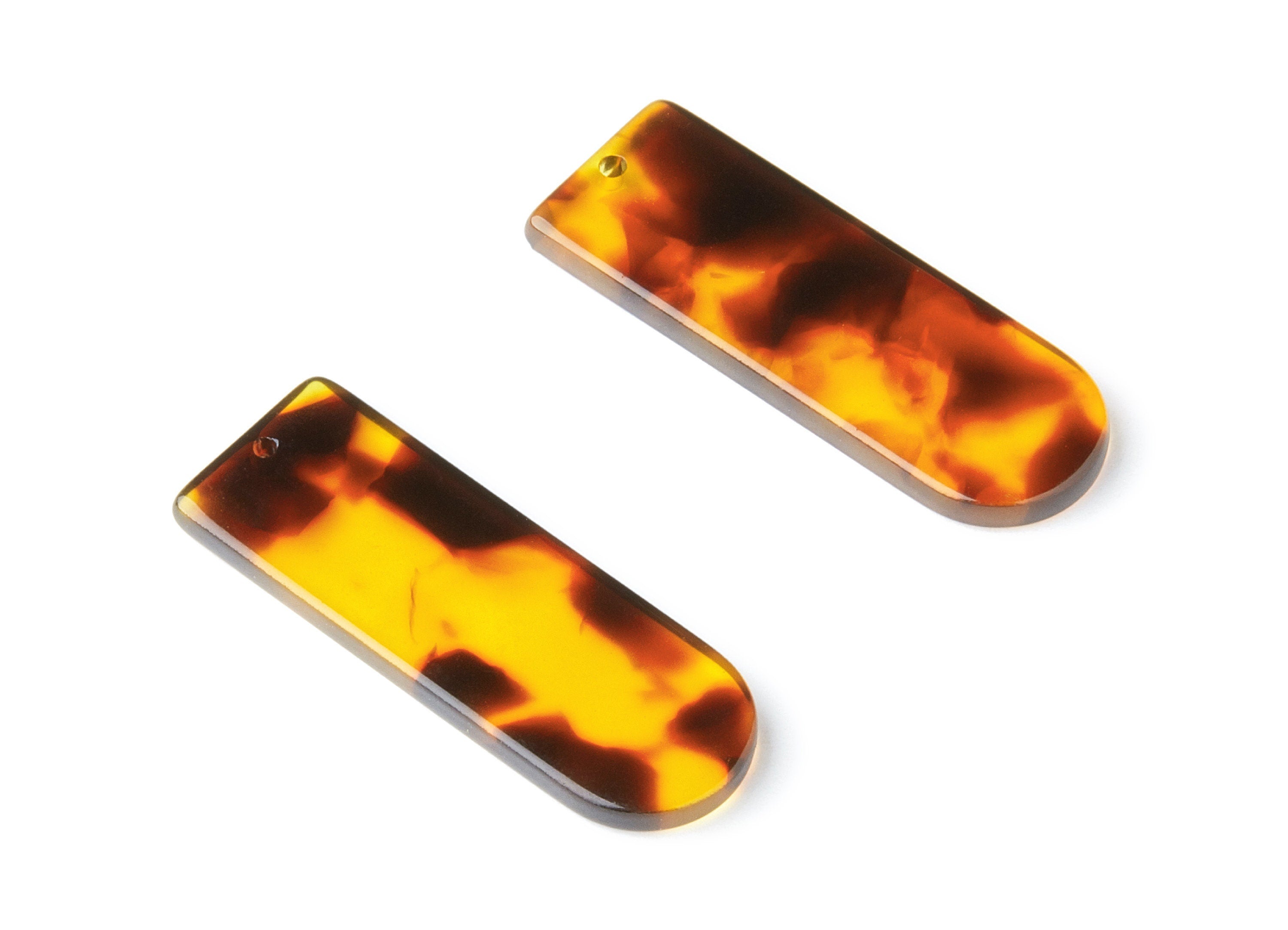 Acetate Acrylic Earring Charms - Tortoise Shell Earrings - D Shaped Pendant - Color Code: A05 - 36.7x12.8x2.9mm - AC1365C - DOMEDBAZAAR