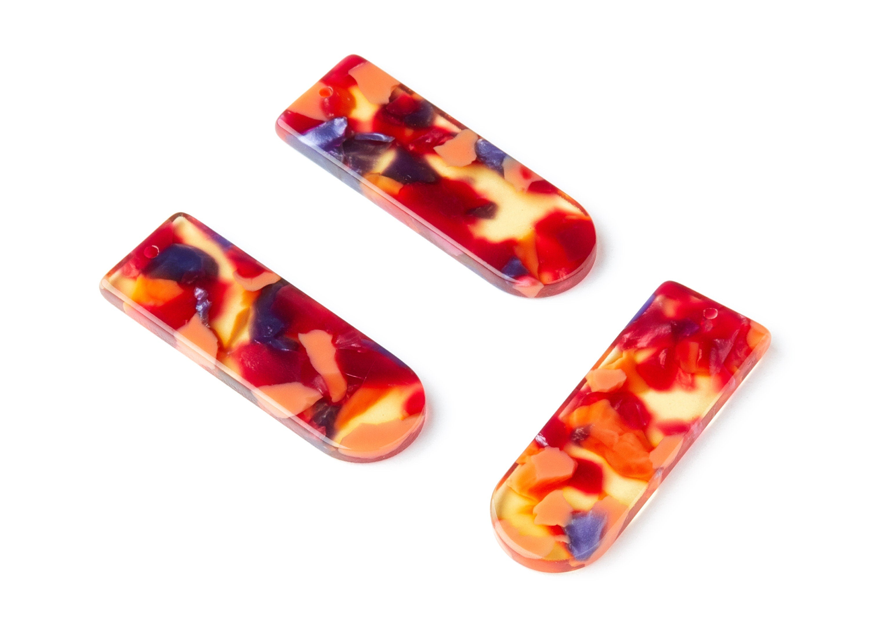 Acetate D Earring Charms - D Shaped Pendant - Earring Findings - Jewelry Supplies - Color Code: A44 - 36.7x12.8x2.9mm - AC1365F - DOMEDBAZAAR