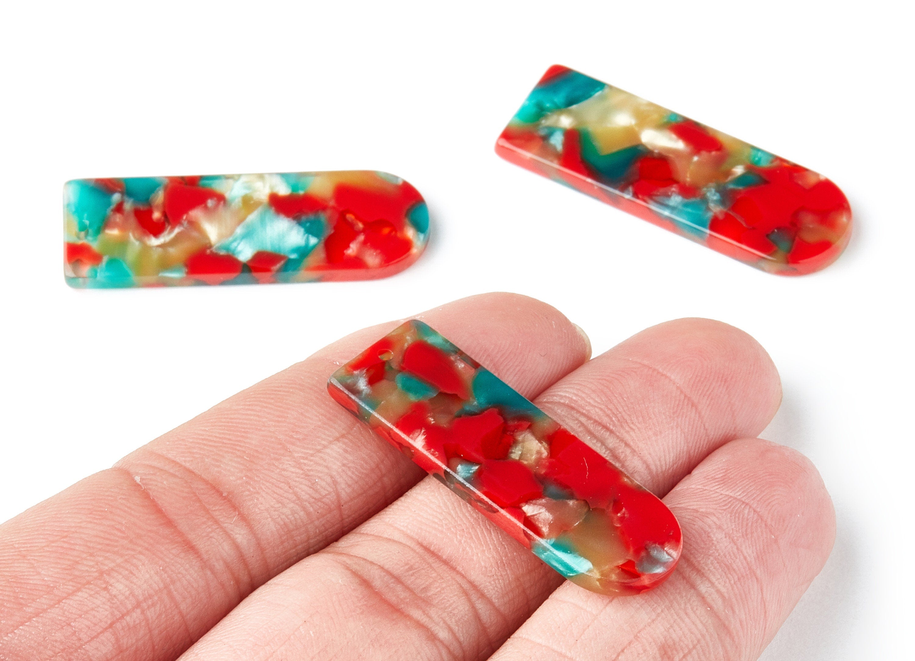 Acetate D Earring Charms - D Shaped Pendant - Earring Findings - Jewelry Supplies - Color Code: A46 - 36.7x12.8x2.9mm - AC1365U - DOMEDBAZAAR