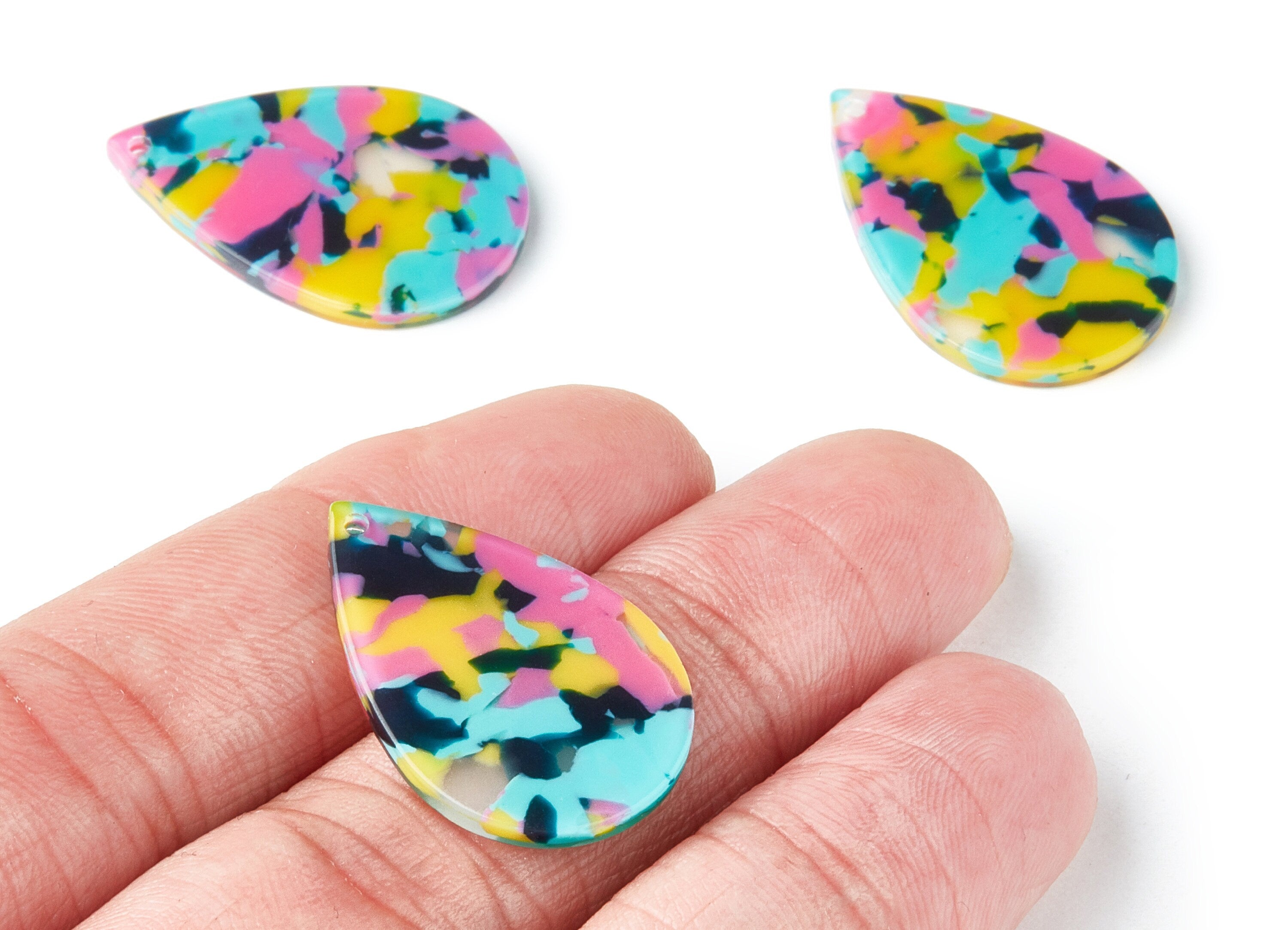 Acetate Drop Charms - Drop Pendant - Earring Findings - Jewelry Supplies - Color Code:A111 - 28x18.34x2.36mm - AC1127R - DOMEDBAZAAR