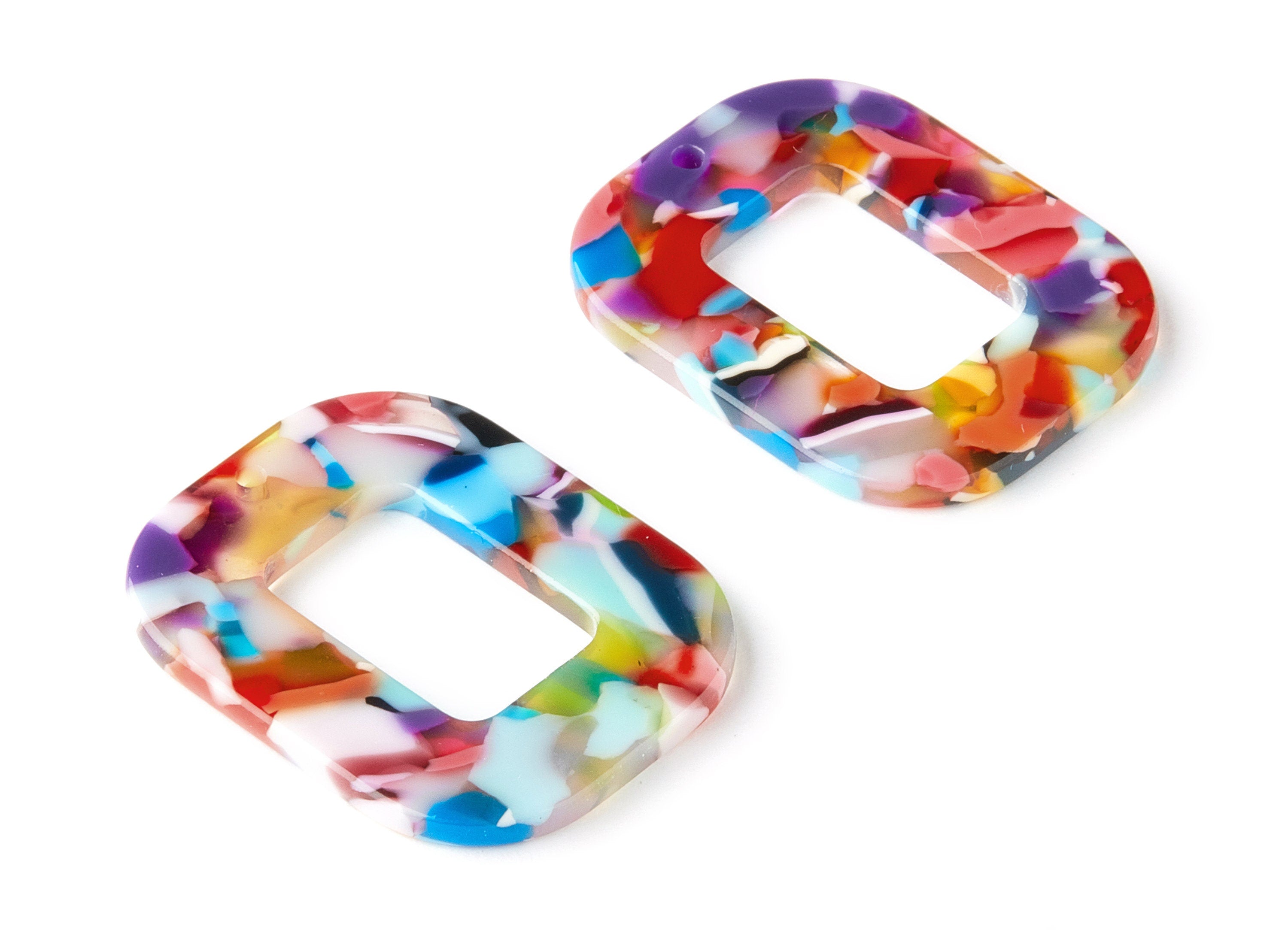 Acetate Rectangle Charms - Rectangle Earrings and Pendant - Earring Findings  - Color Code: A21 - 32.4x26.5x2.47mm - AC1080K - DOMEDBAZAAR