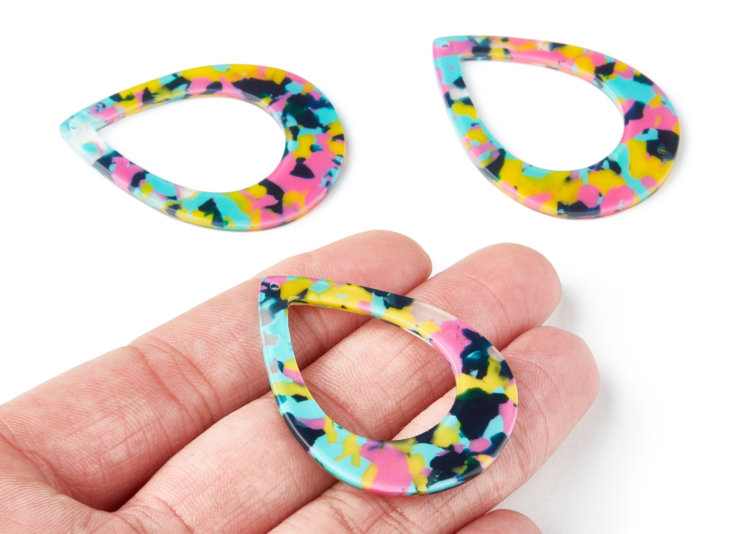 Acetate Drop Charms - Drop Earrings and Pendant - Earring Findings - Jewellery Supplies - Color Code:A111 - 46.64x33.17x2.37mm - AC1022R - DOMEDBAZAAR
