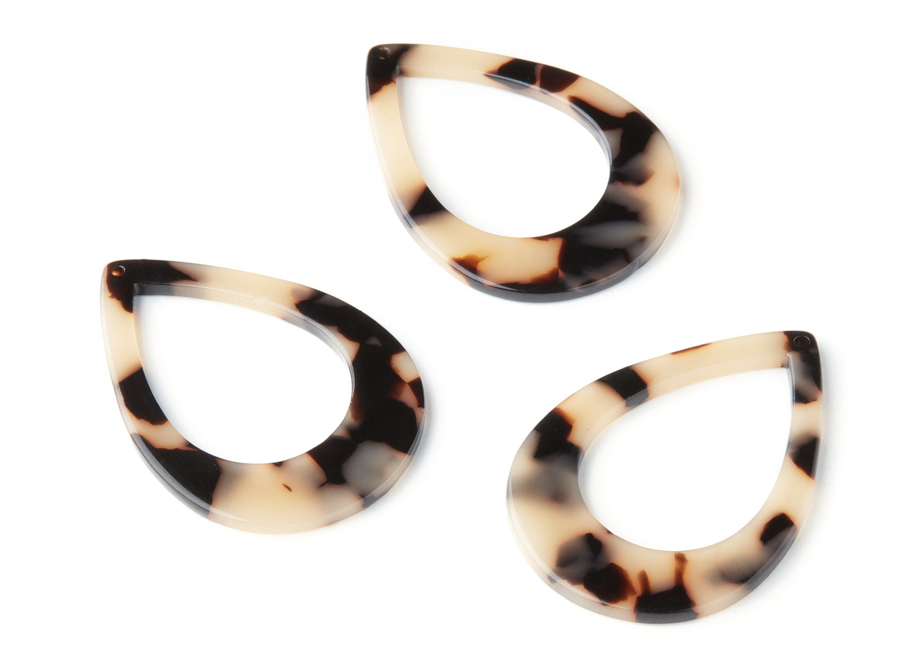 Acetate Drop Charms - Blonde Tortoise Shell Earrings - Drop Earrings and Pendant - Color Code:A369 - 46.64x33.17x2.37mm - AC1022-A369 - DOMEDBAZAAR