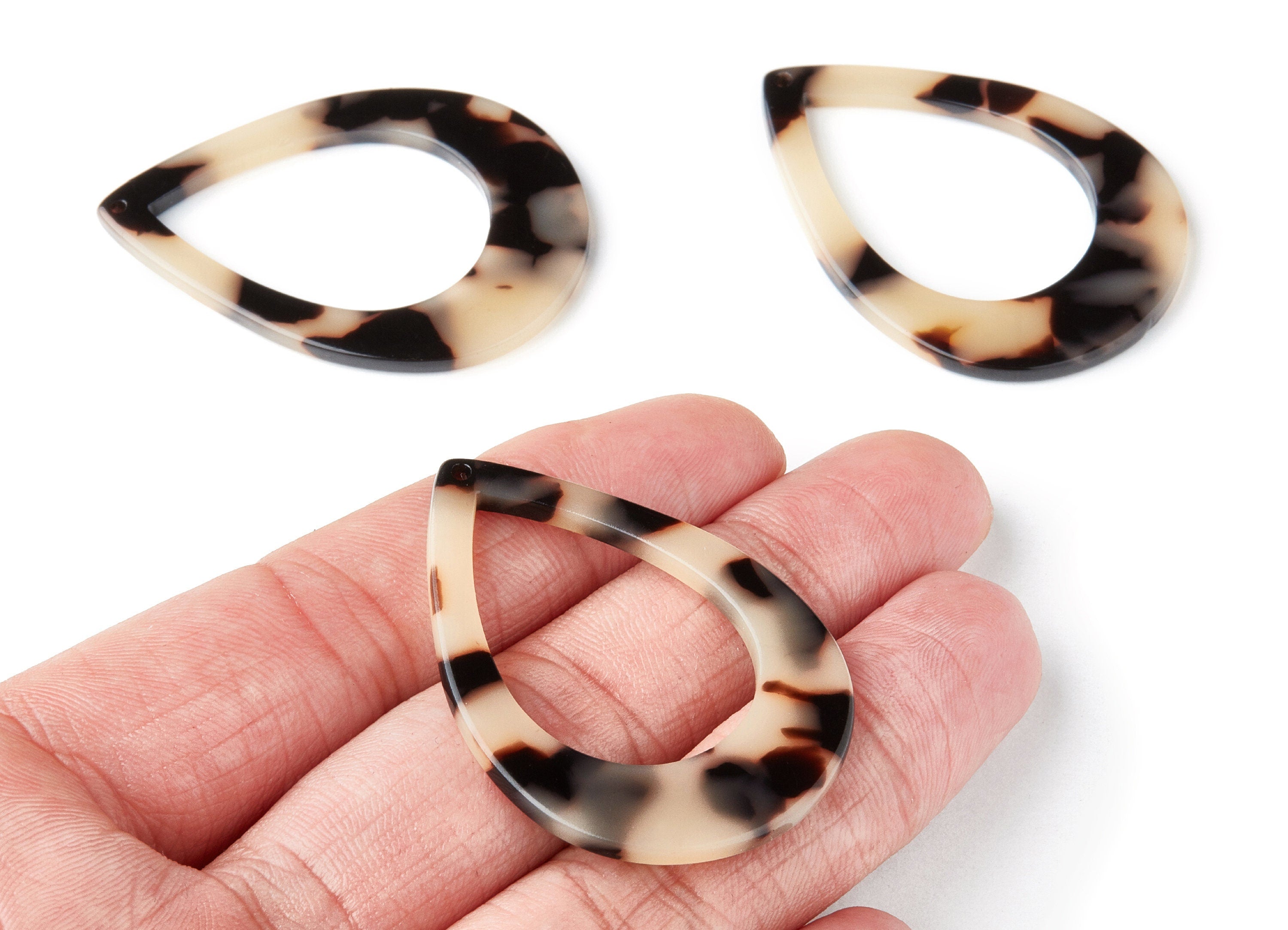 Acetate Drop Charms - Blonde Tortoise Shell Earrings - Drop Earrings and Pendant - Color Code:A369 - 46.64x33.17x2.37mm - AC1022-A369 - DOMEDBAZAAR
