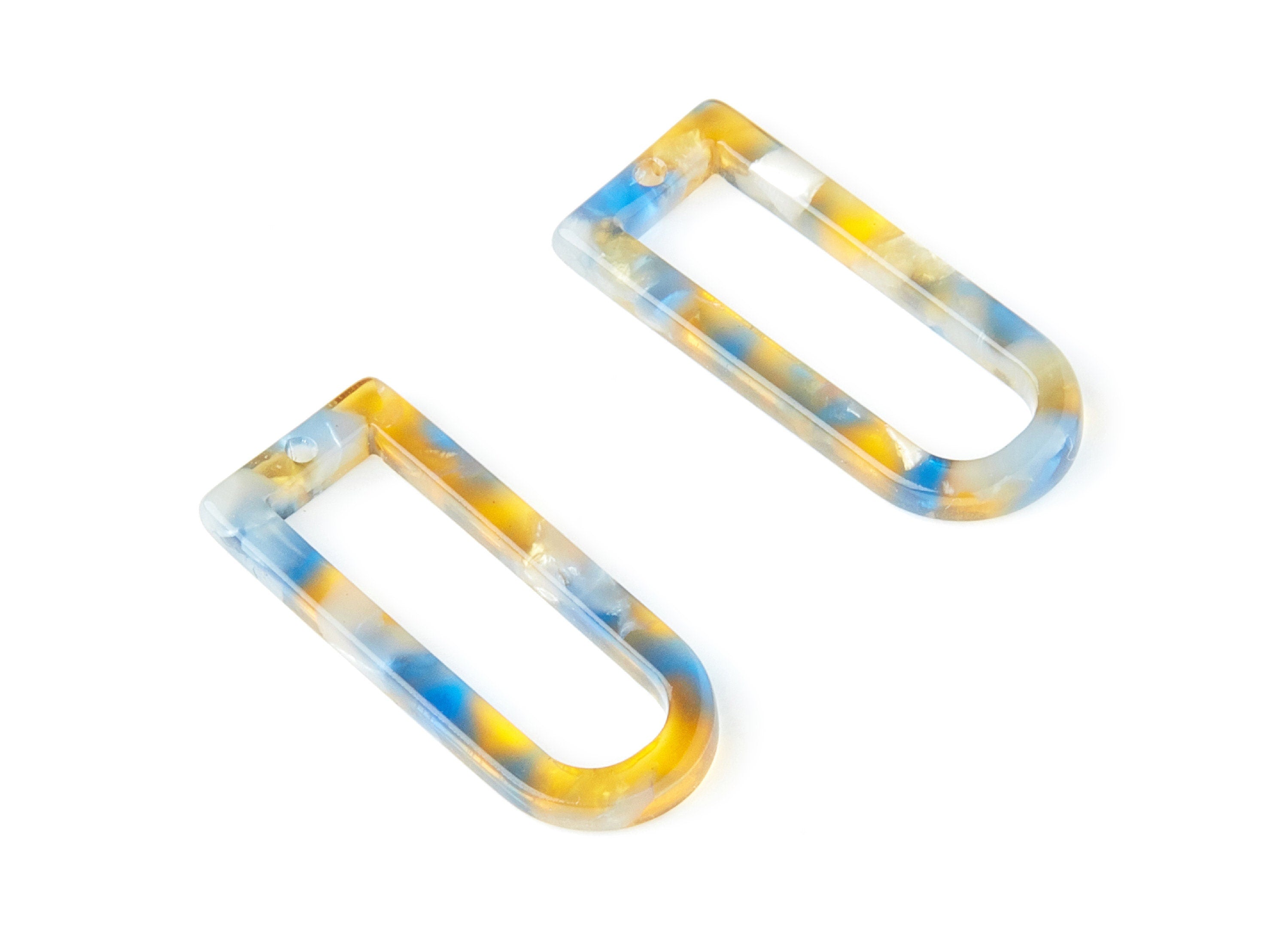 Acetate Acrylic Earring Charms - Tortoise Shell Earrings - D Shaped Pendant - Earring Finding - Color Code: A40 - 29.68x12.7x2.7mm - AC1364A - DOMEDBAZAAR