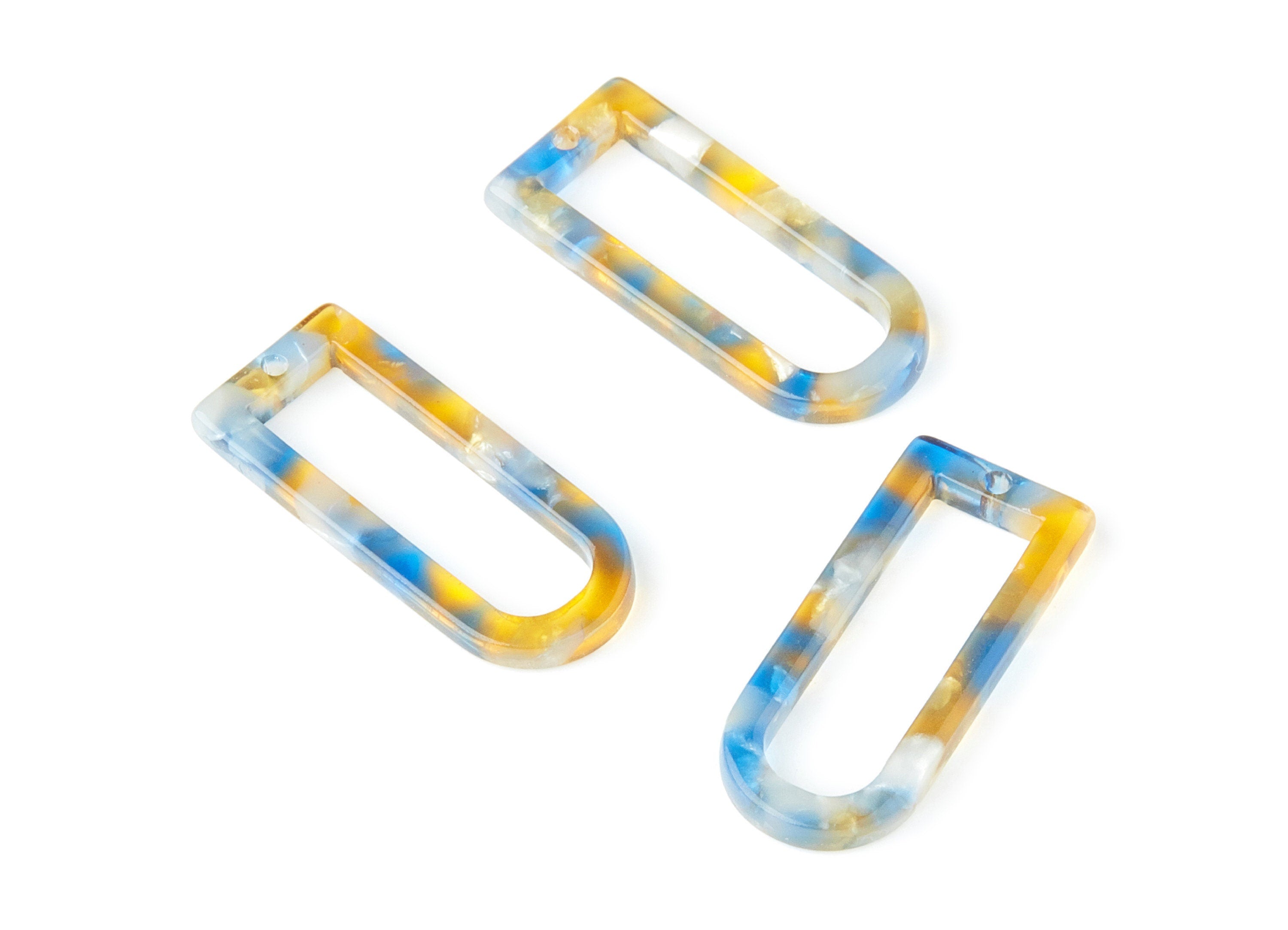 Acetate Acrylic Earring Charms - Tortoise Shell Earrings - D Shaped Pendant - Earring Finding - Color Code: A40 - 29.68x12.7x2.7mm - AC1364A - DOMEDBAZAAR
