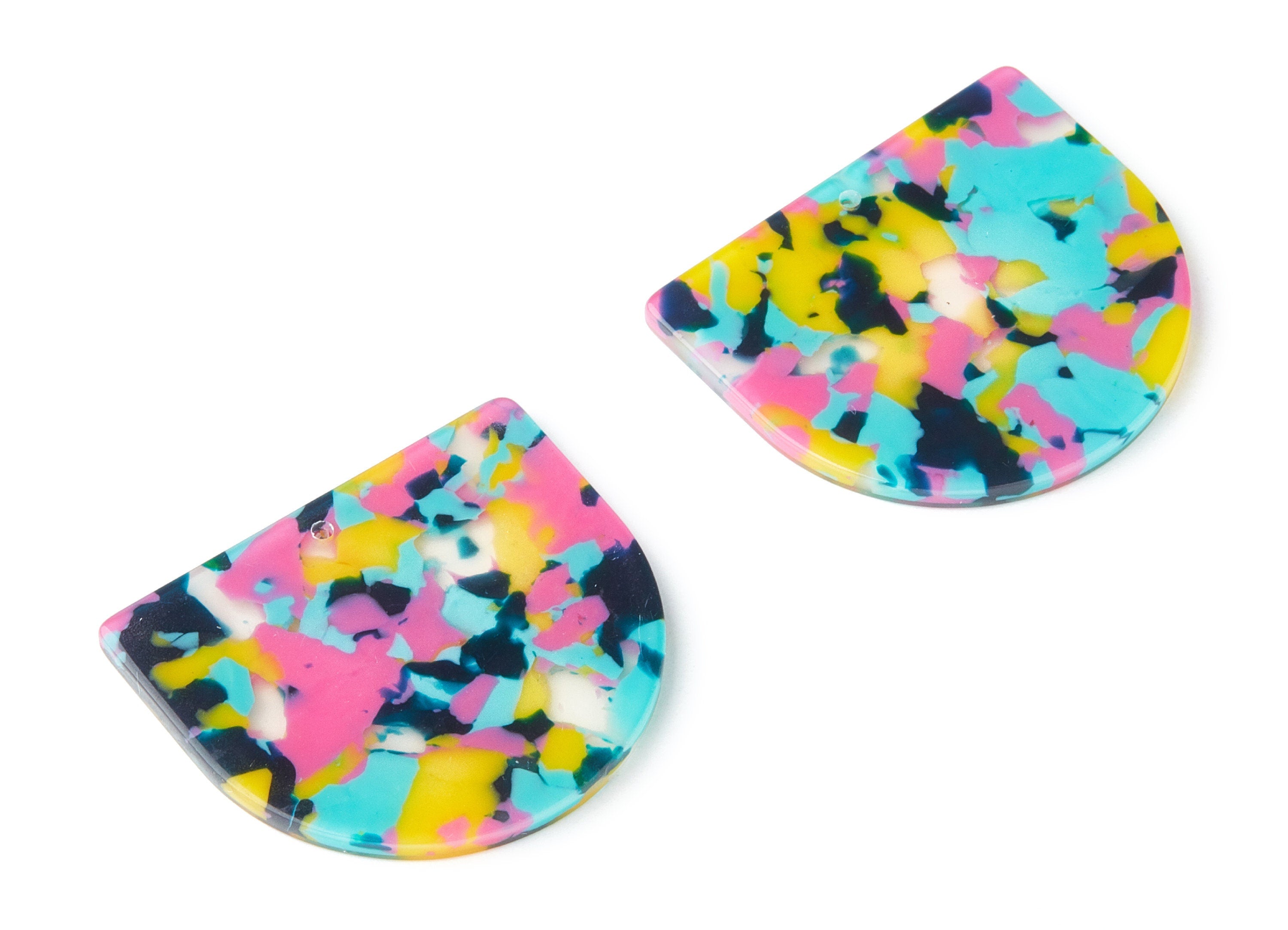 Acetate D Earring Charm - D Shaped Pendant - 1 Hole - Earring Findings - Jewelry Supplies - Color Code:A111 - 29.5x34.3x2.48mm - AC1094AE - DOMEDBAZAAR