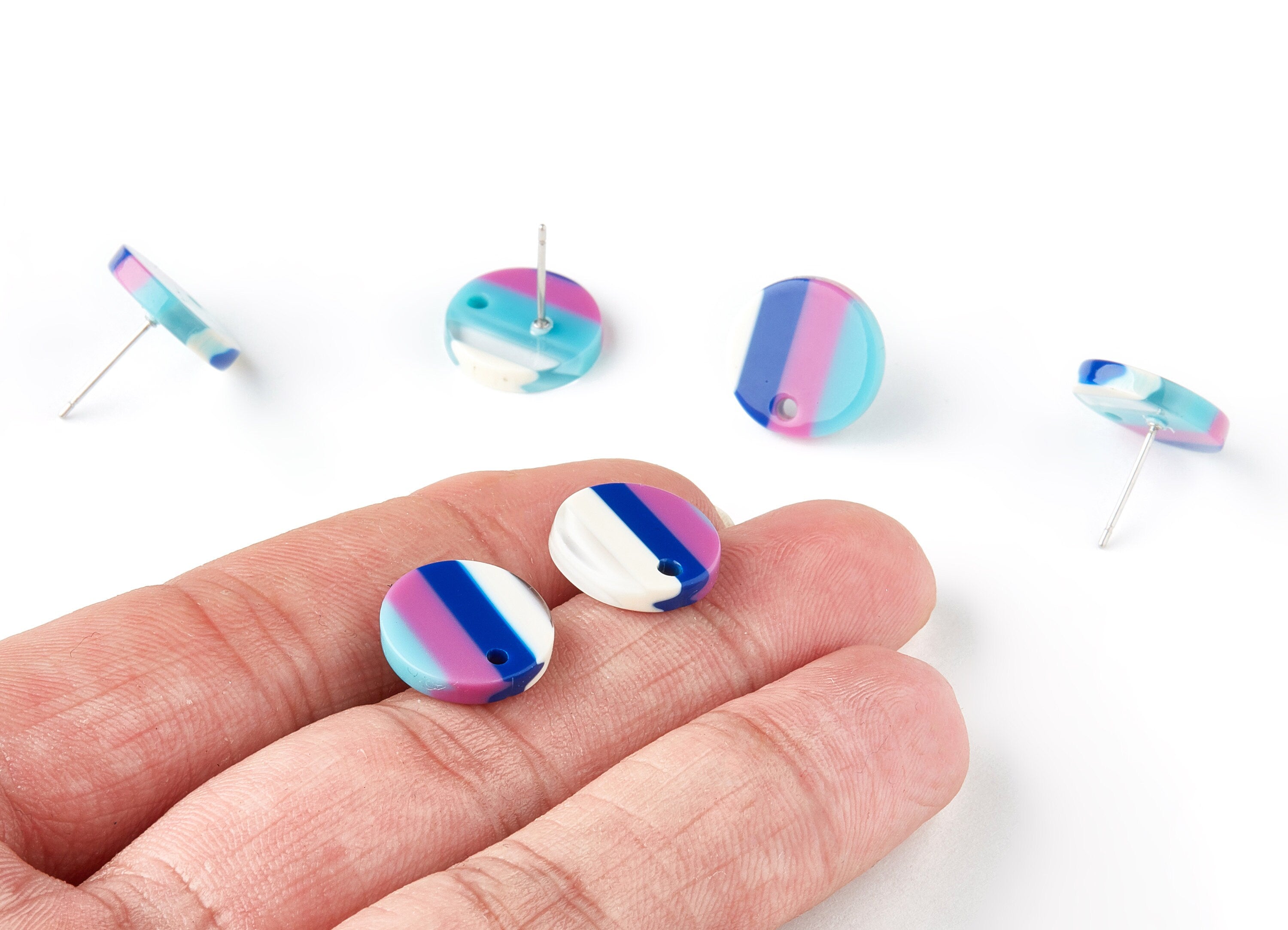 Acetate Circle Earring Stud - Acrylic Circle Earring Post - Earring Post - Jewelry Supplies - Color Code: A109 - 13.5x13.5x2.65mm - AC1204C - DOMEDBAZAAR