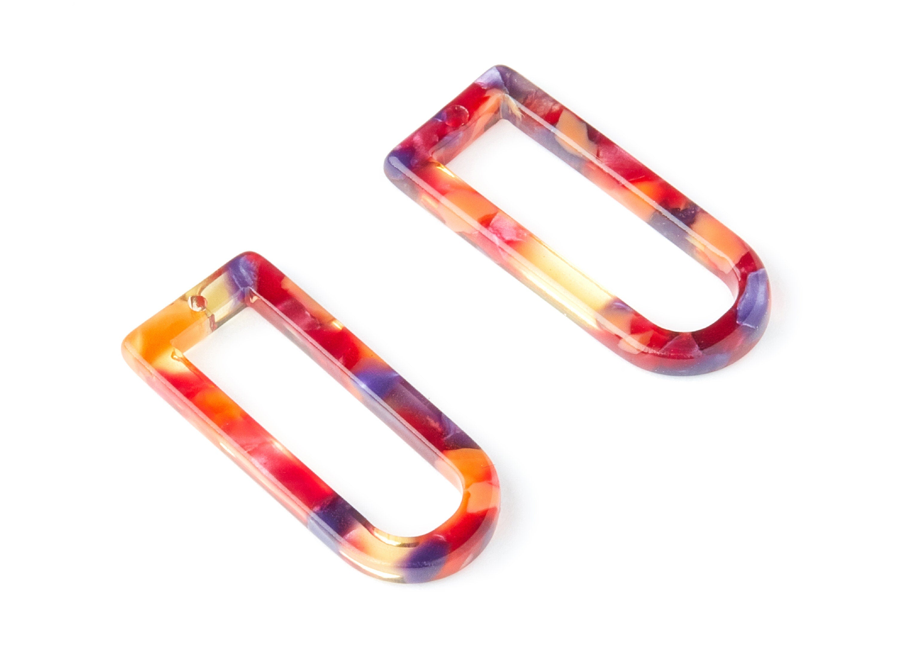 Acetate D Earring Charms - D Shaped Pendant - Earring Finding - Jewelry Supplies - Color Code: A44 - 29.68x12.7x2.7mm - AC1364H - DOMEDBAZAAR
