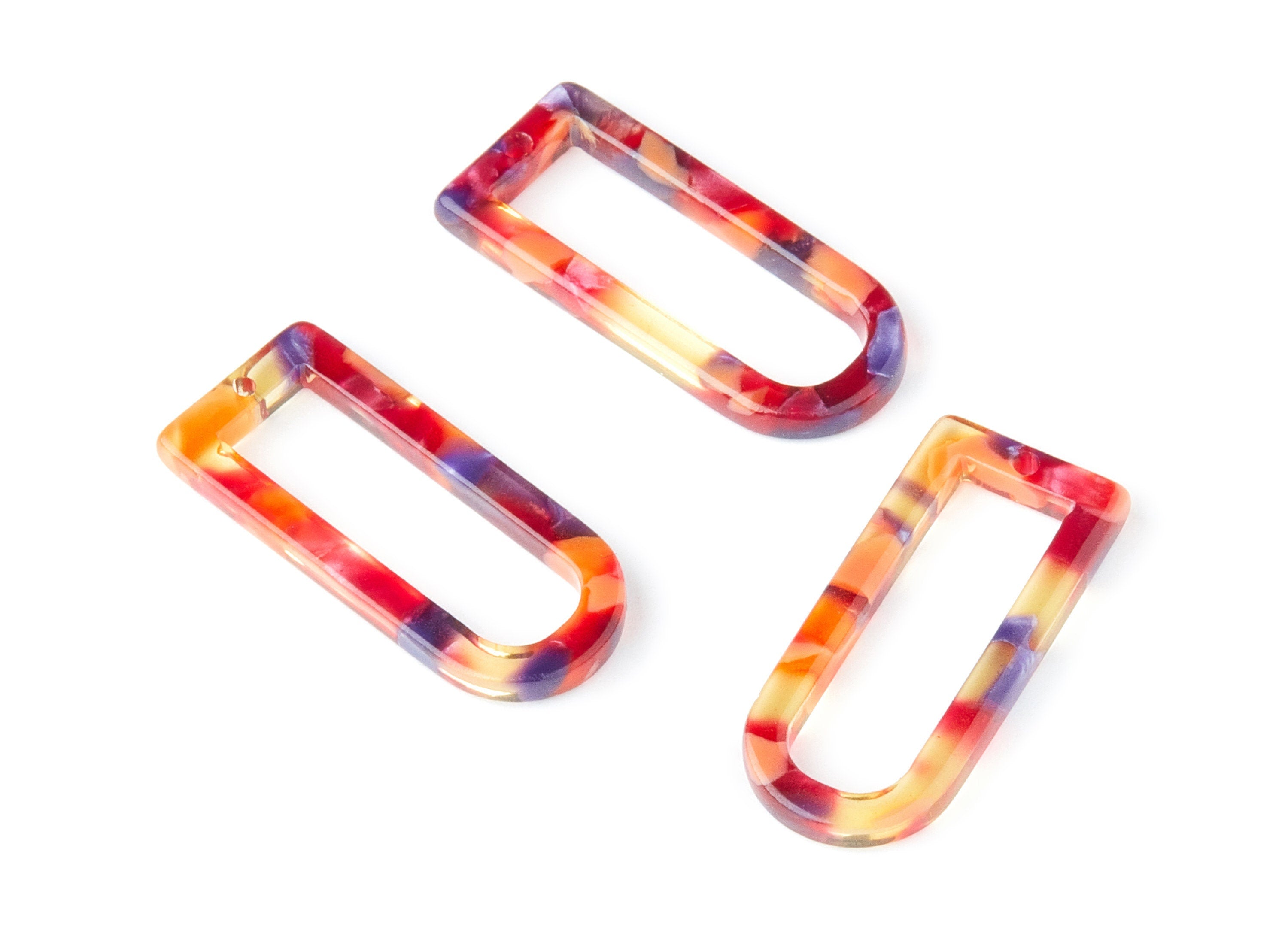 Acetate D Earring Charms - D Shaped Pendant - Earring Finding - Jewelry Supplies - Color Code: A44 - 29.68x12.7x2.7mm - AC1364H - DOMEDBAZAAR