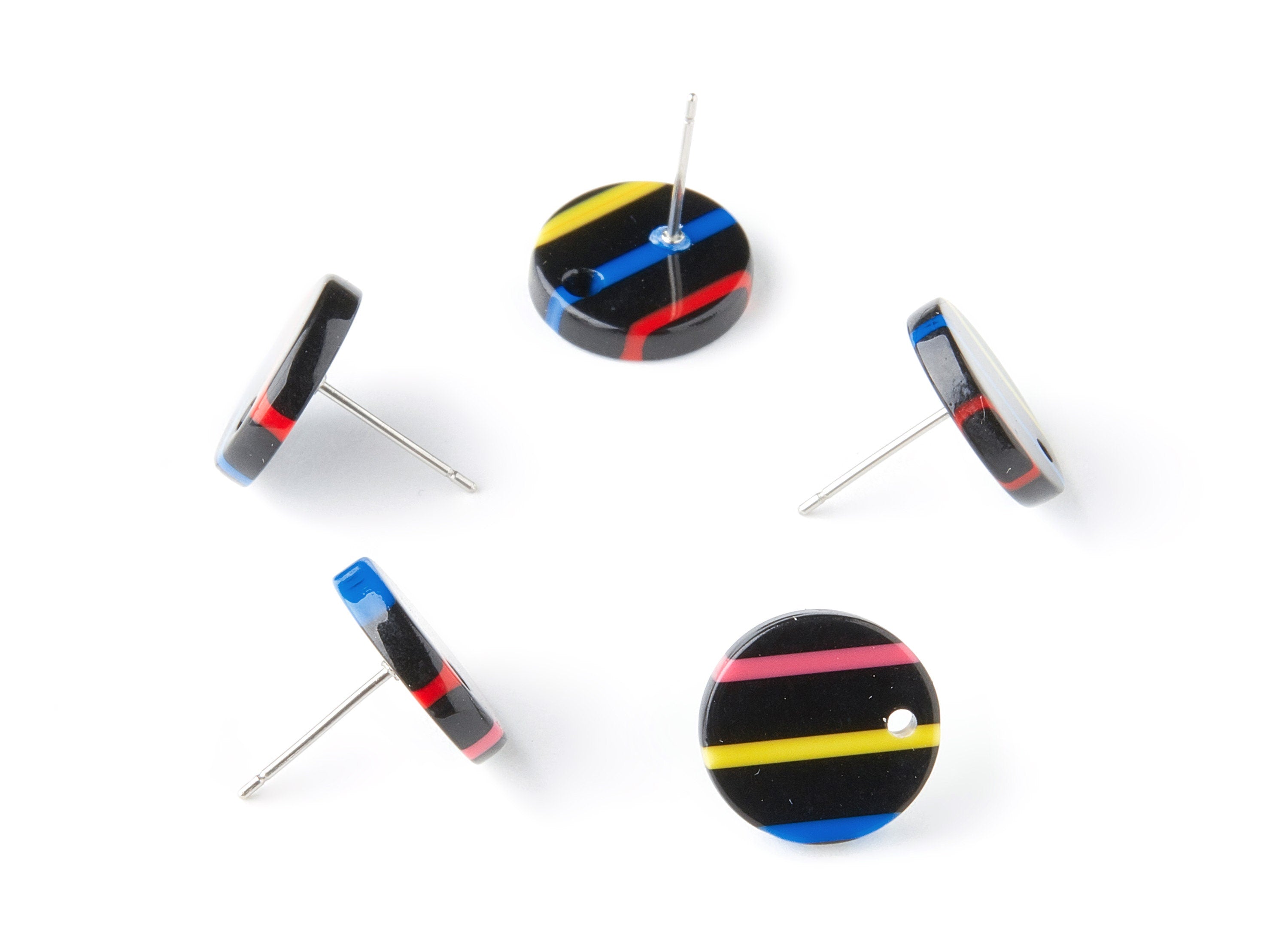 Acetate Circle Earring Stud - Acrylic Circle Earring Post - Earring Post - Jewelry Supplies - Color Code: A141 - 13.5x13.5x2.65mm - AC1204F - DOMEDBAZAAR